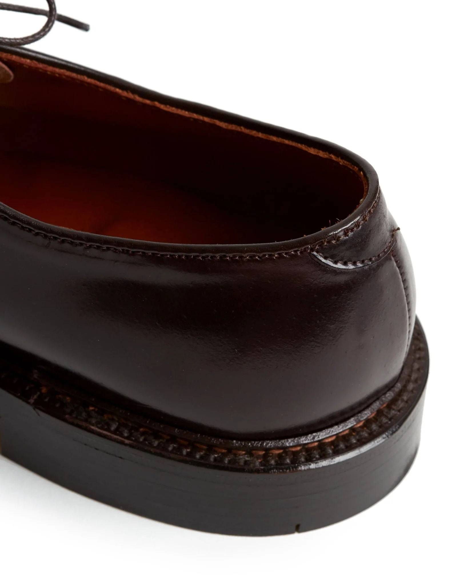 Alden Cordovan Plain Toe Blucher Shoe: Dark Burgundy 990 - Image 5