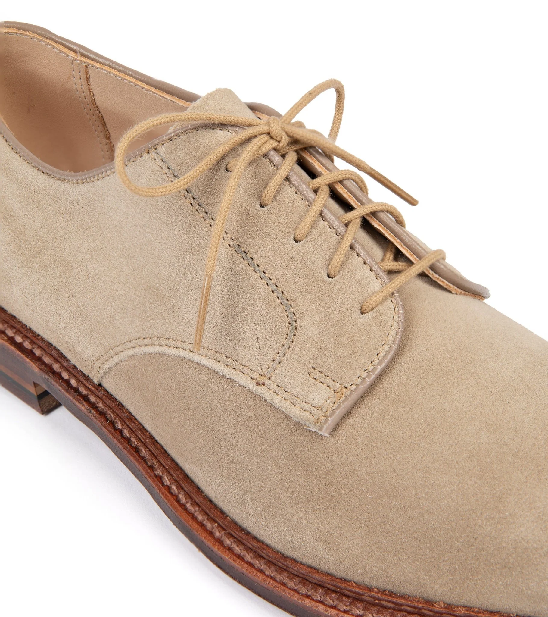 Alden Unlined Suede Plain Toe Blucher Shoe: Milkshake 29333F - Image 5