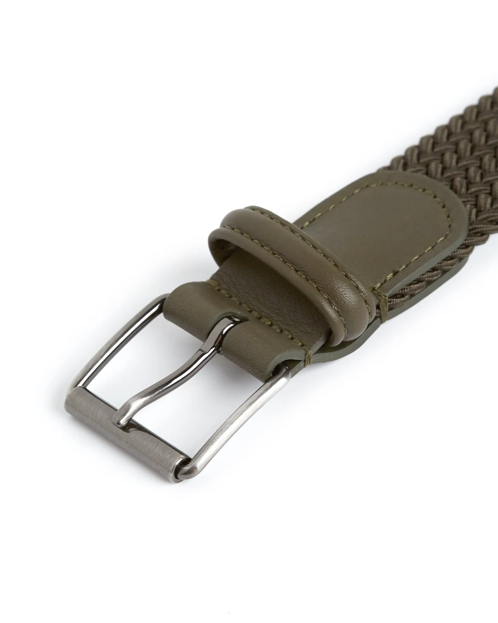 Anderson's Narrow Plaited Belt: Olive - Image 3