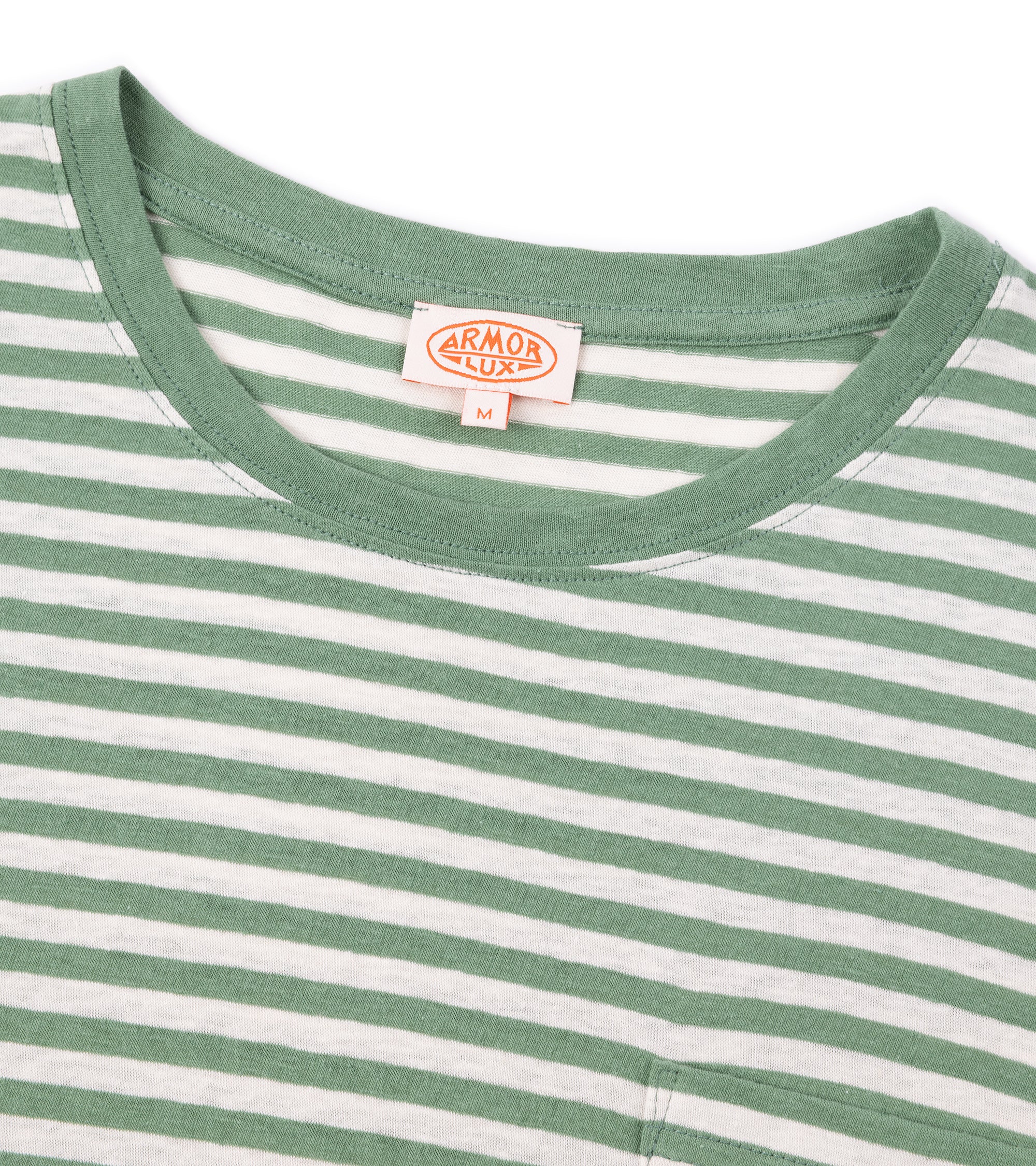 Armor-Lux Cotton Linen Striped T-Shirt: Ivy - Image 2