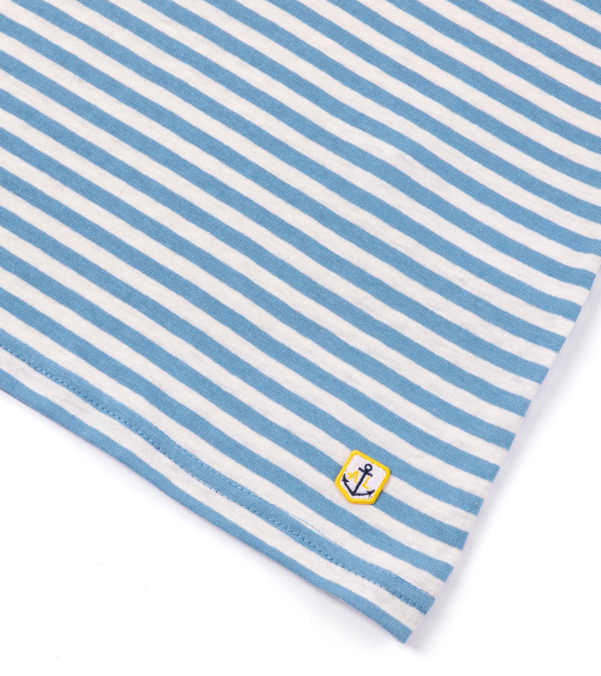 Armor-Lux Cotton Linen Striped T-Shirt: Waterfall - Image 3