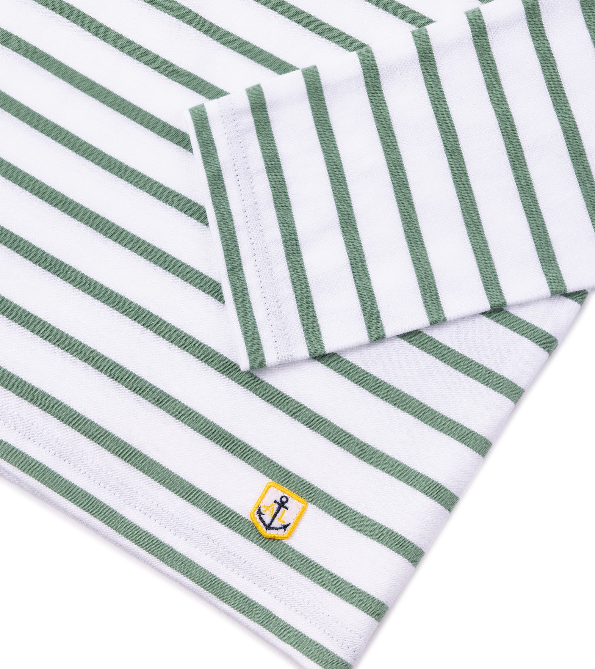 Armor-Lux Lightweight Breton Striped T-Shirt: White/Ivy - Image 3