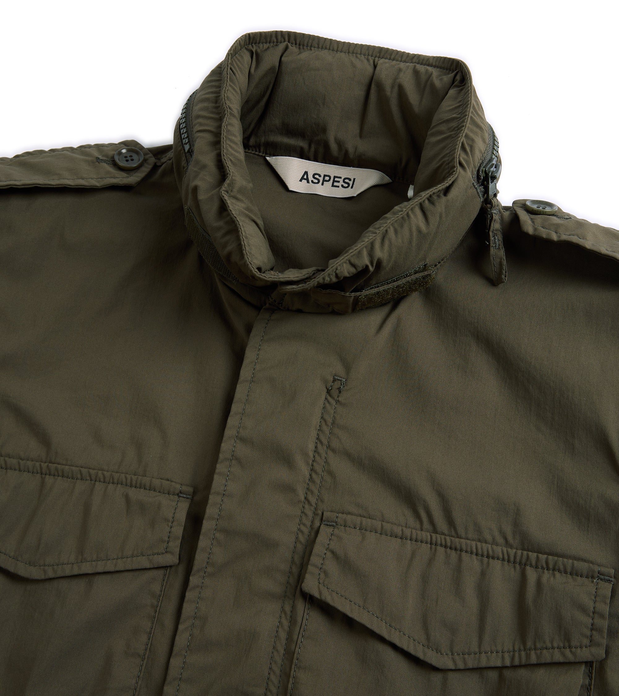 Aspesi Minifield Cotton Nylon Poplin Jacket: Military - Image 2