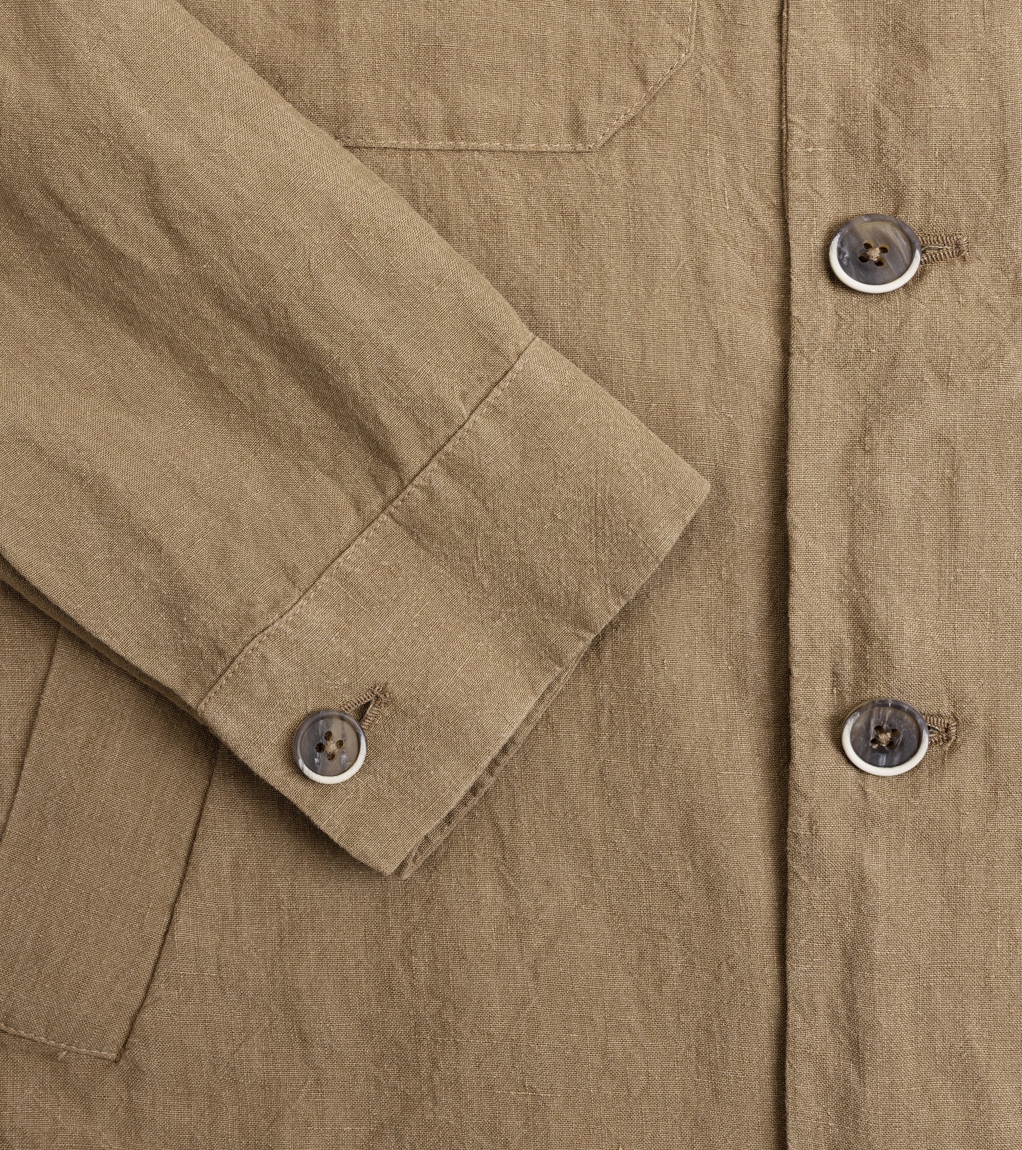 Barena Ravel Marte Linen Shirt Jacket: Khaki - Image 3