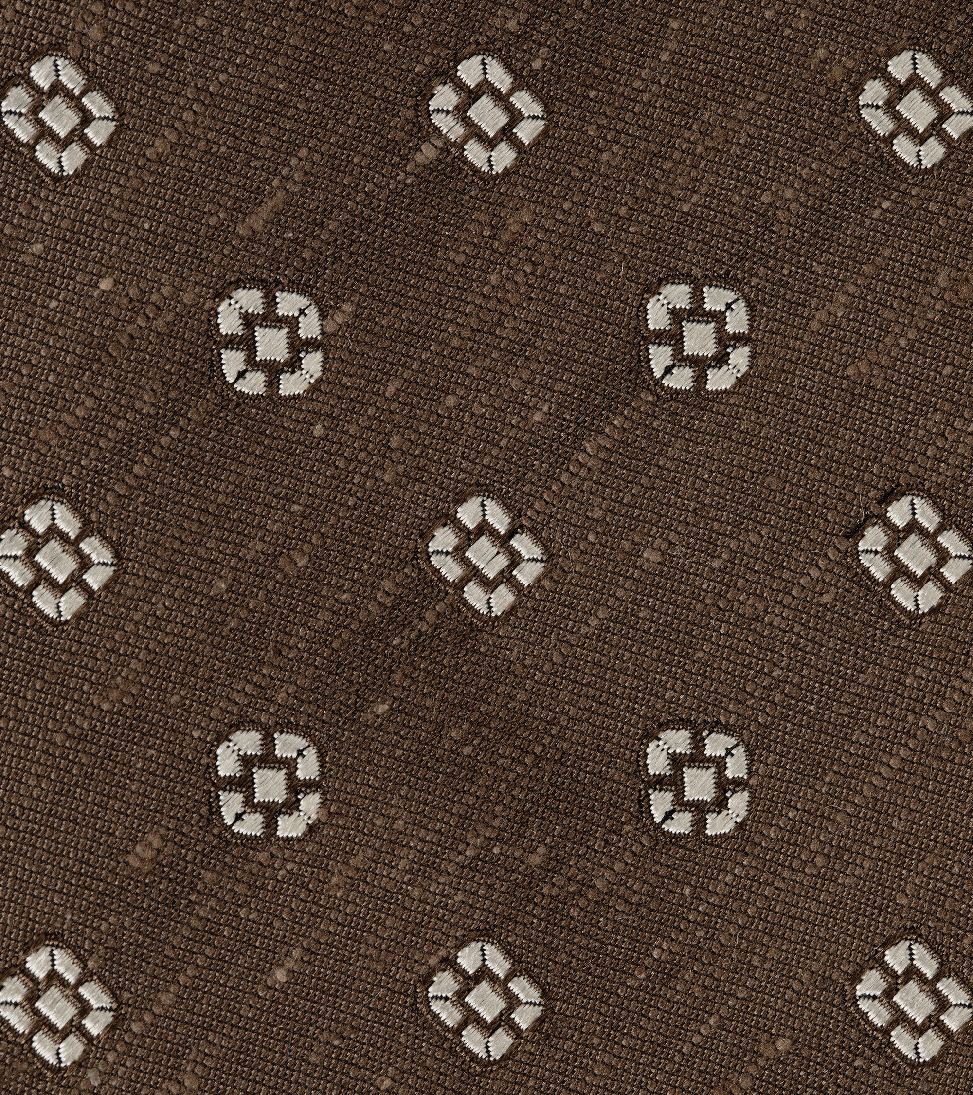 Bigi Shantung Silk Motif Tie: Brown - Image 2