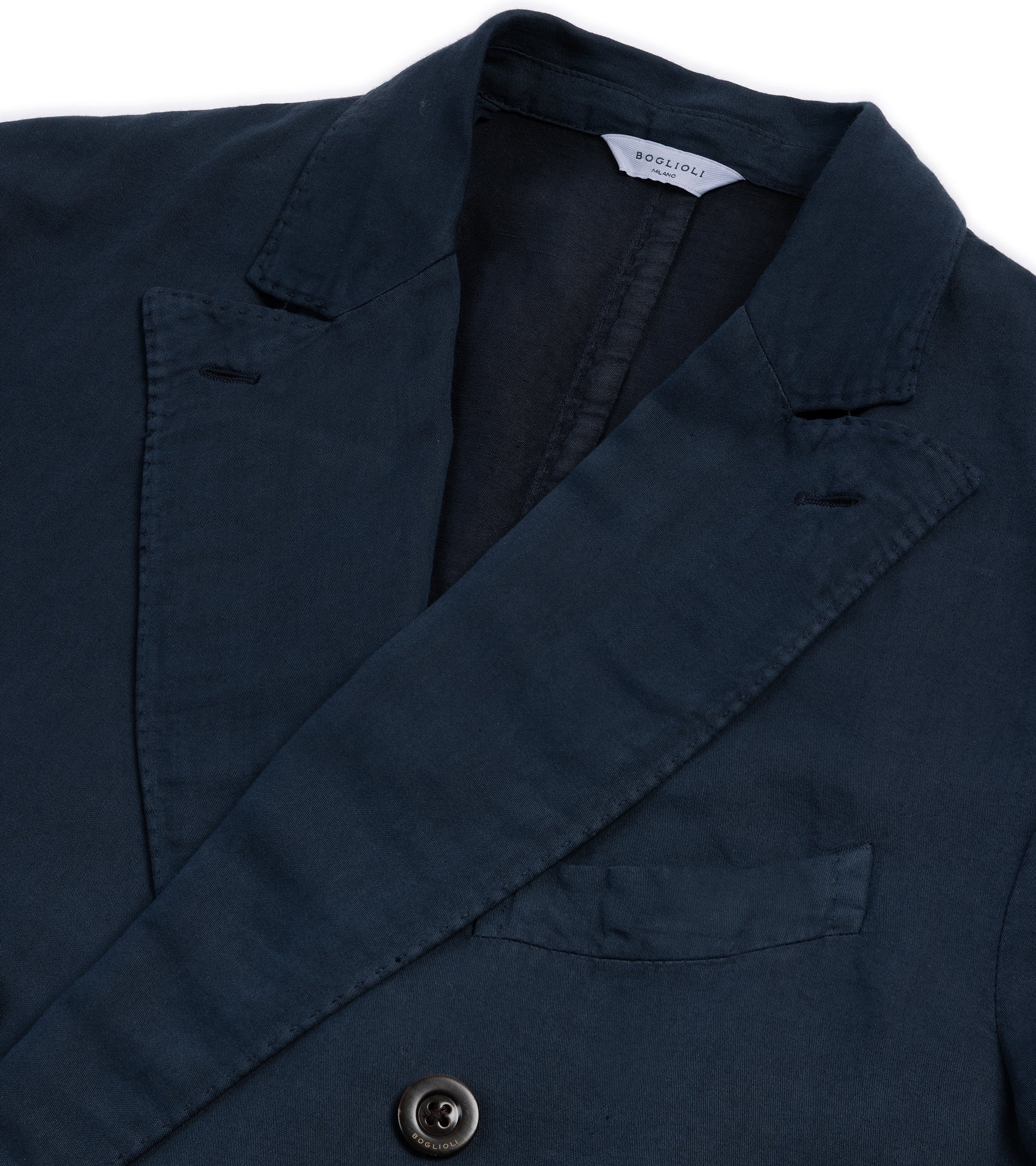 Boglioli Brushed Cotton Linen Double-Breasted Suit Jacket: Navy - Image 2