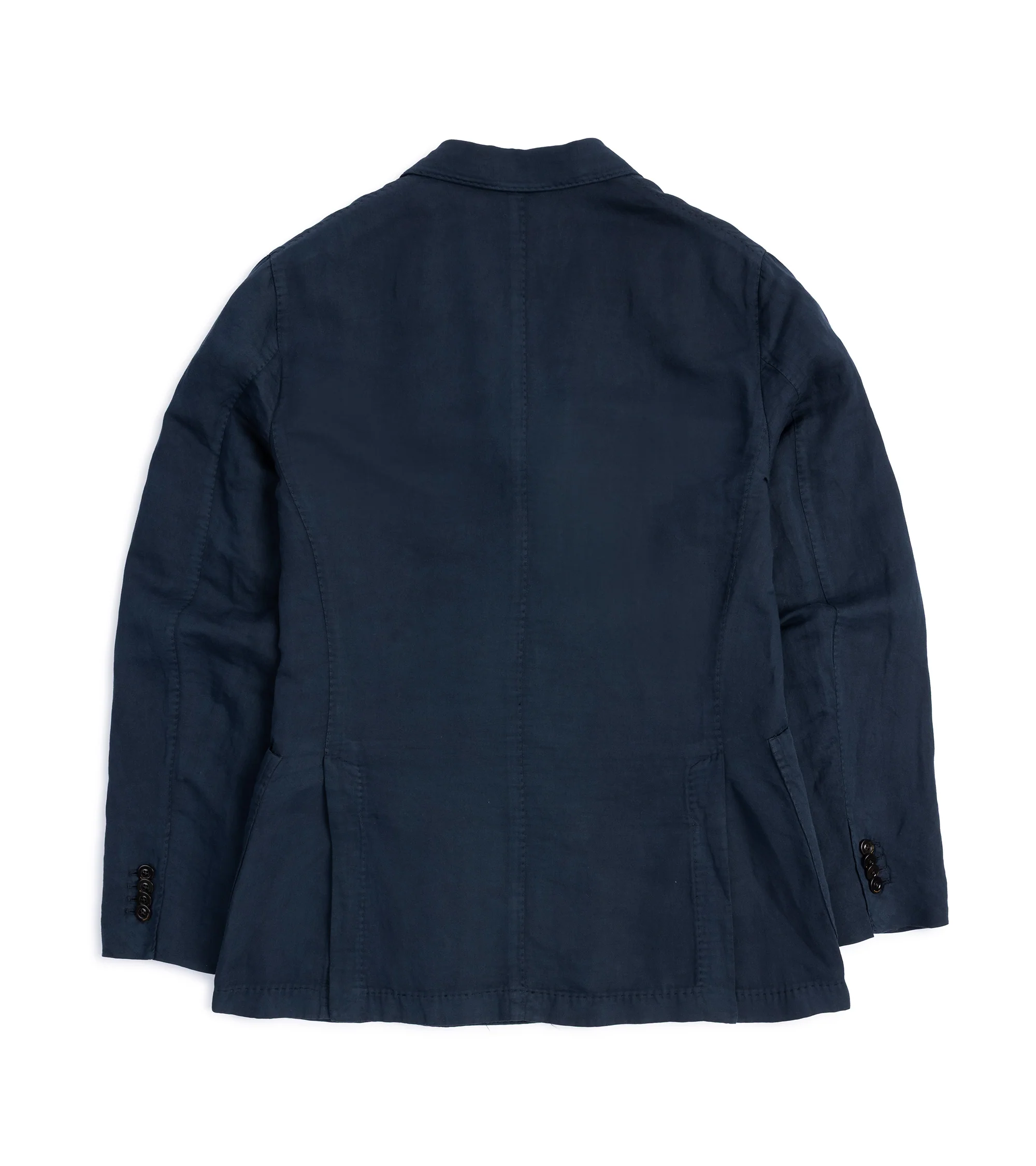 Boglioli Brushed Cotton Linen Double-Breasted Suit Jacket: Navy - Image 3