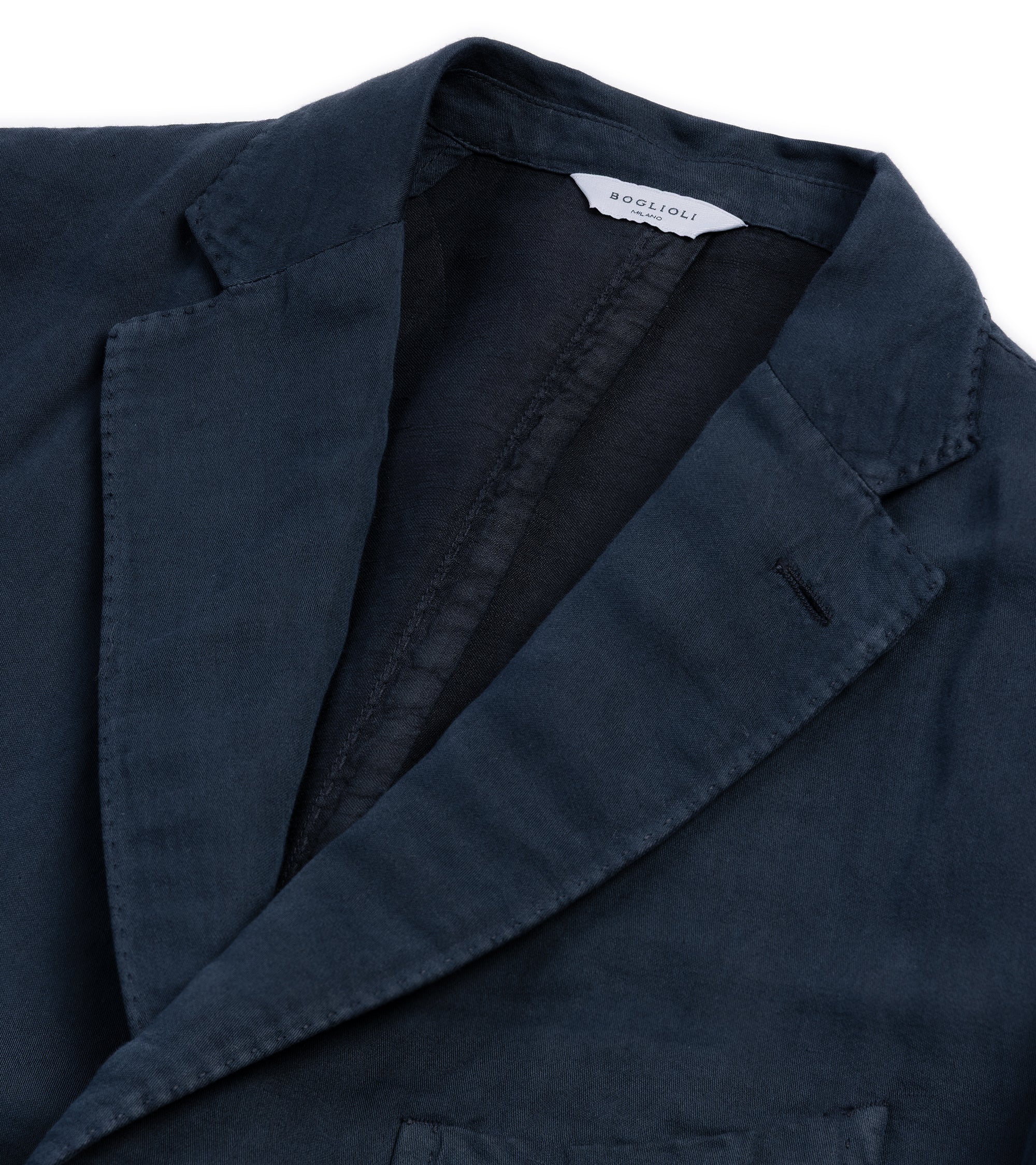 Boglioli Brushed Cotton Linen Suit Jacket: Navy - Image 2