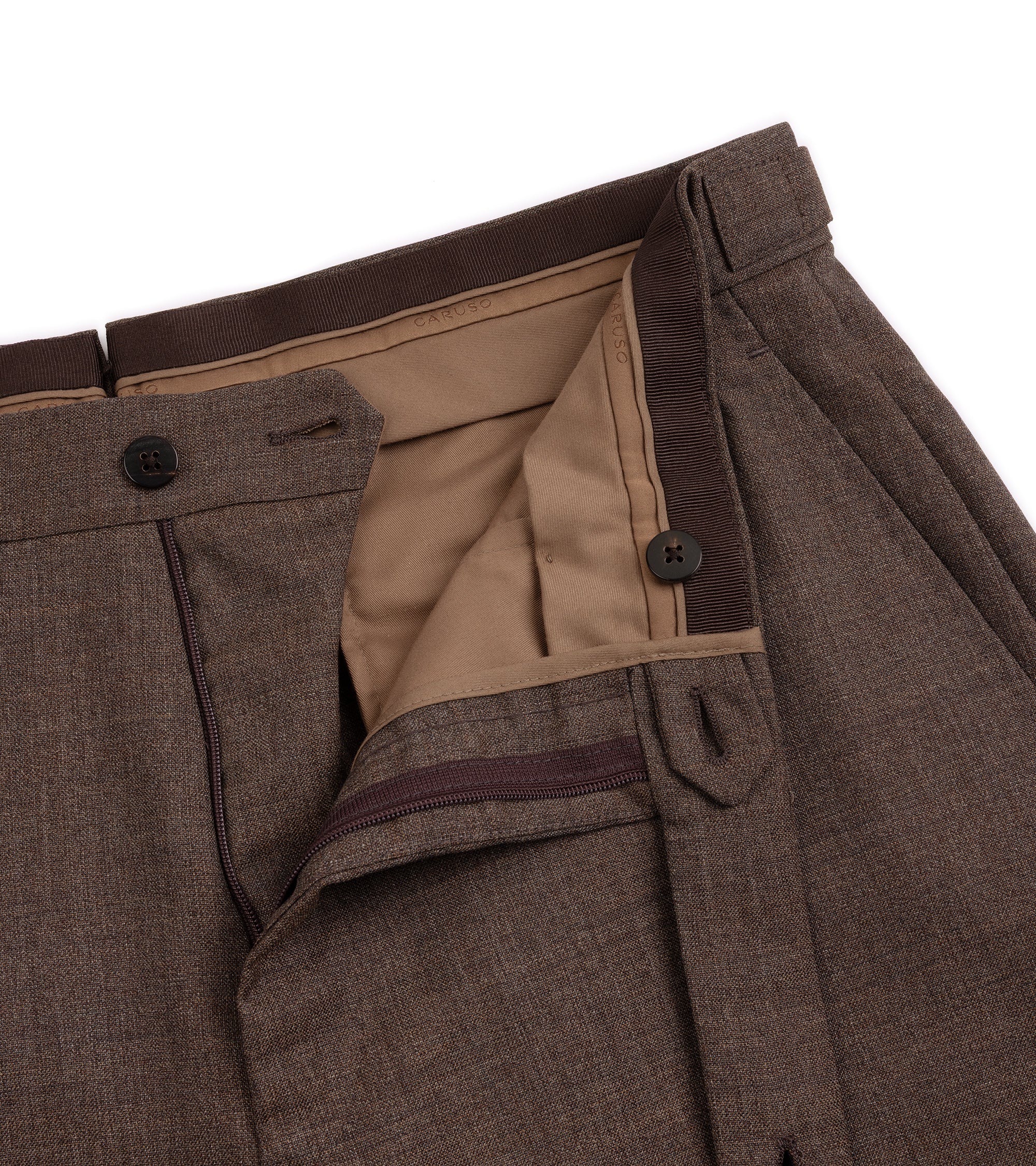 Caruso Aida 3-Ply Wool Canvas Suit: Brown - Image 7