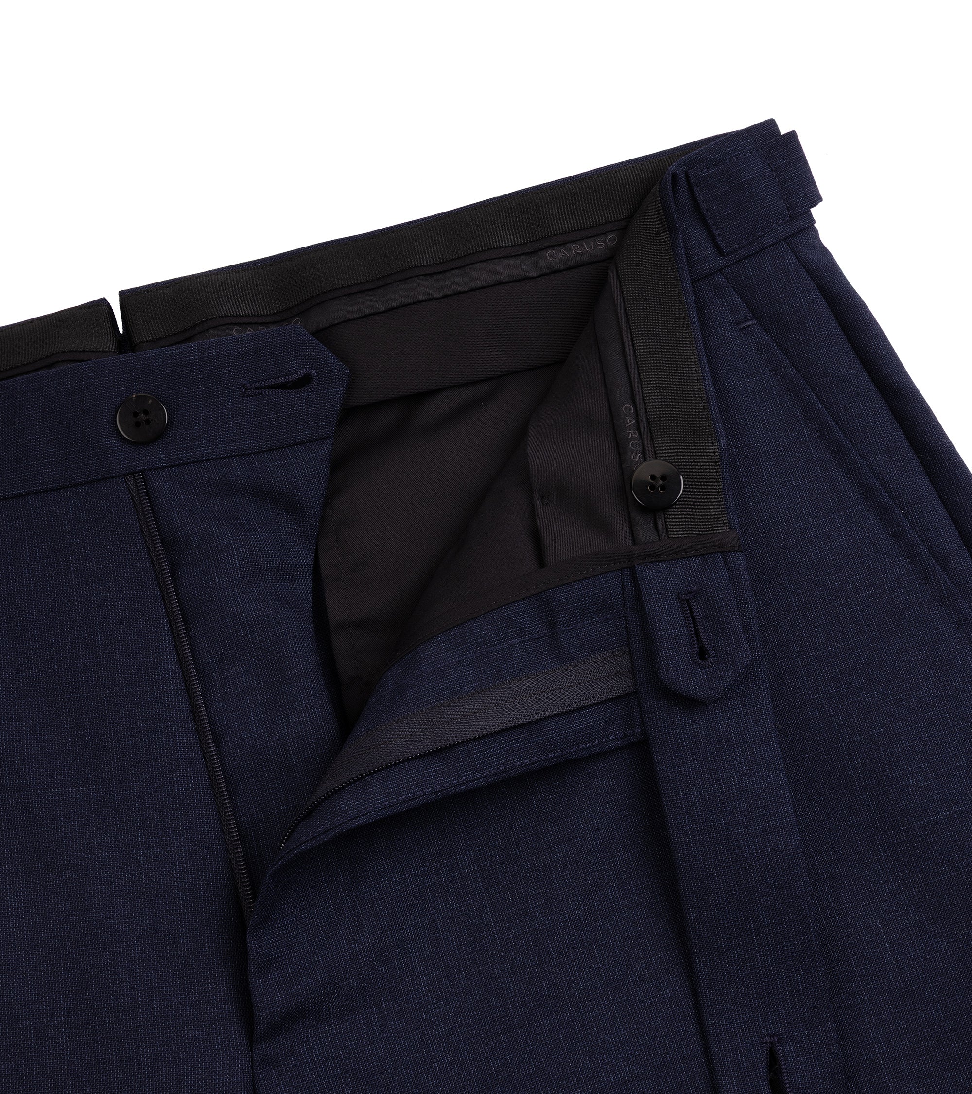 Caruso Aida 3-Ply Wool Canvas Suit: Navy - Image 7
