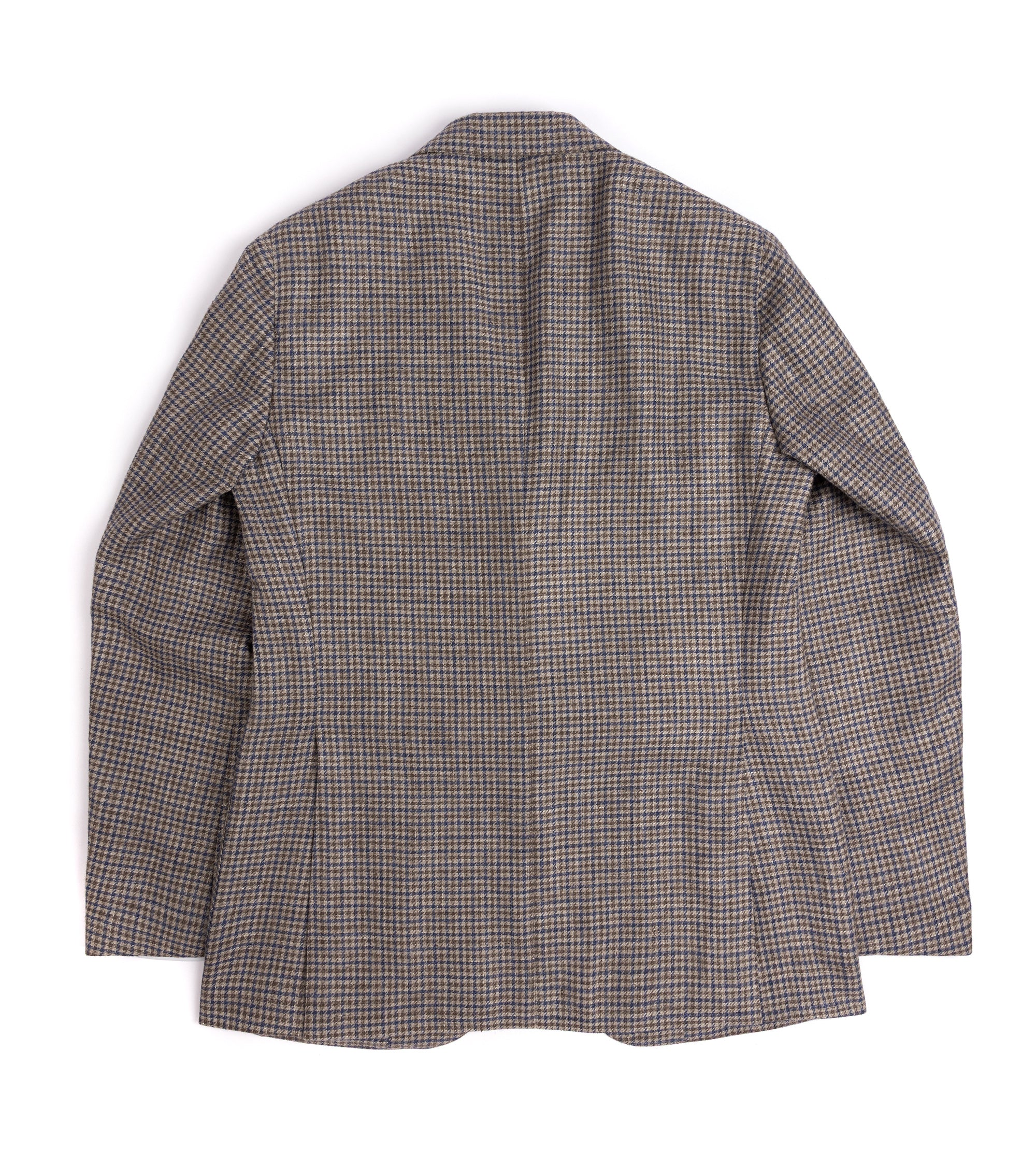 Caruso Aida Linen Wool Dogtooth Check Jacket: Blue/Brown - Image 3