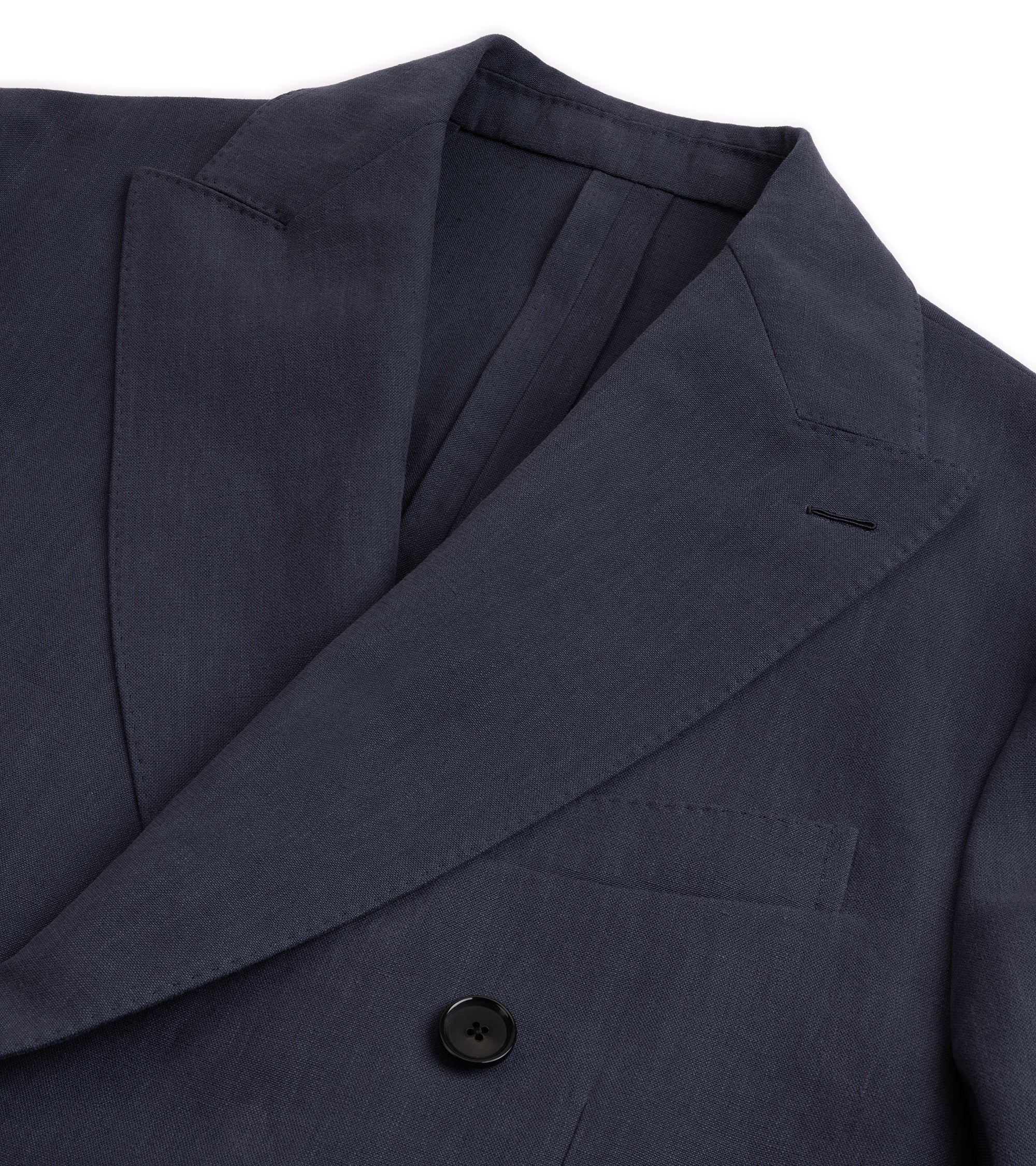 Caruso Butterfly Washed 3-Ply Linen Double Breasted Jacket: Blue - Image 2