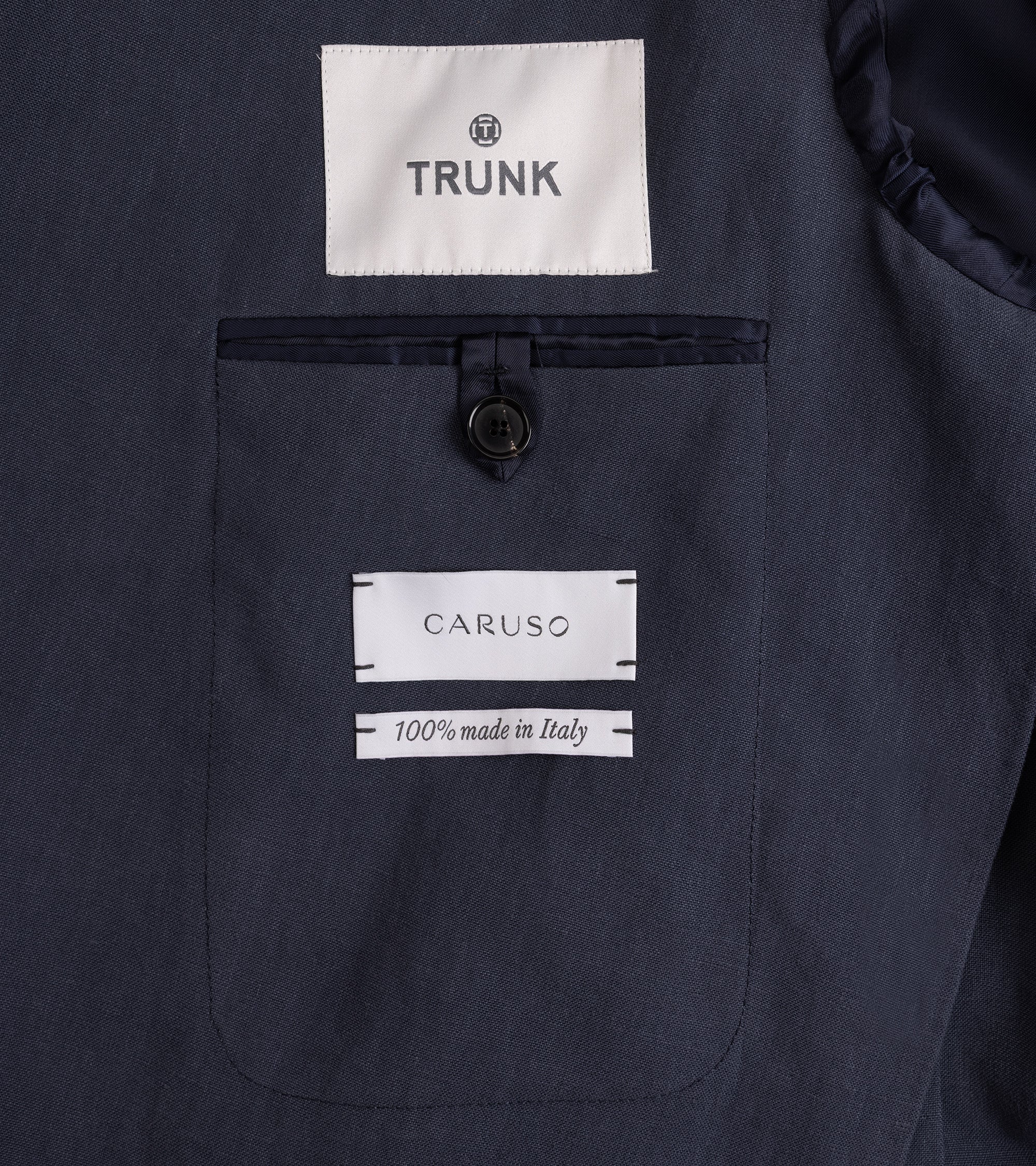Caruso Butterfly Washed 3-Ply Linen Double Breasted Jacket: Blue - Image 5