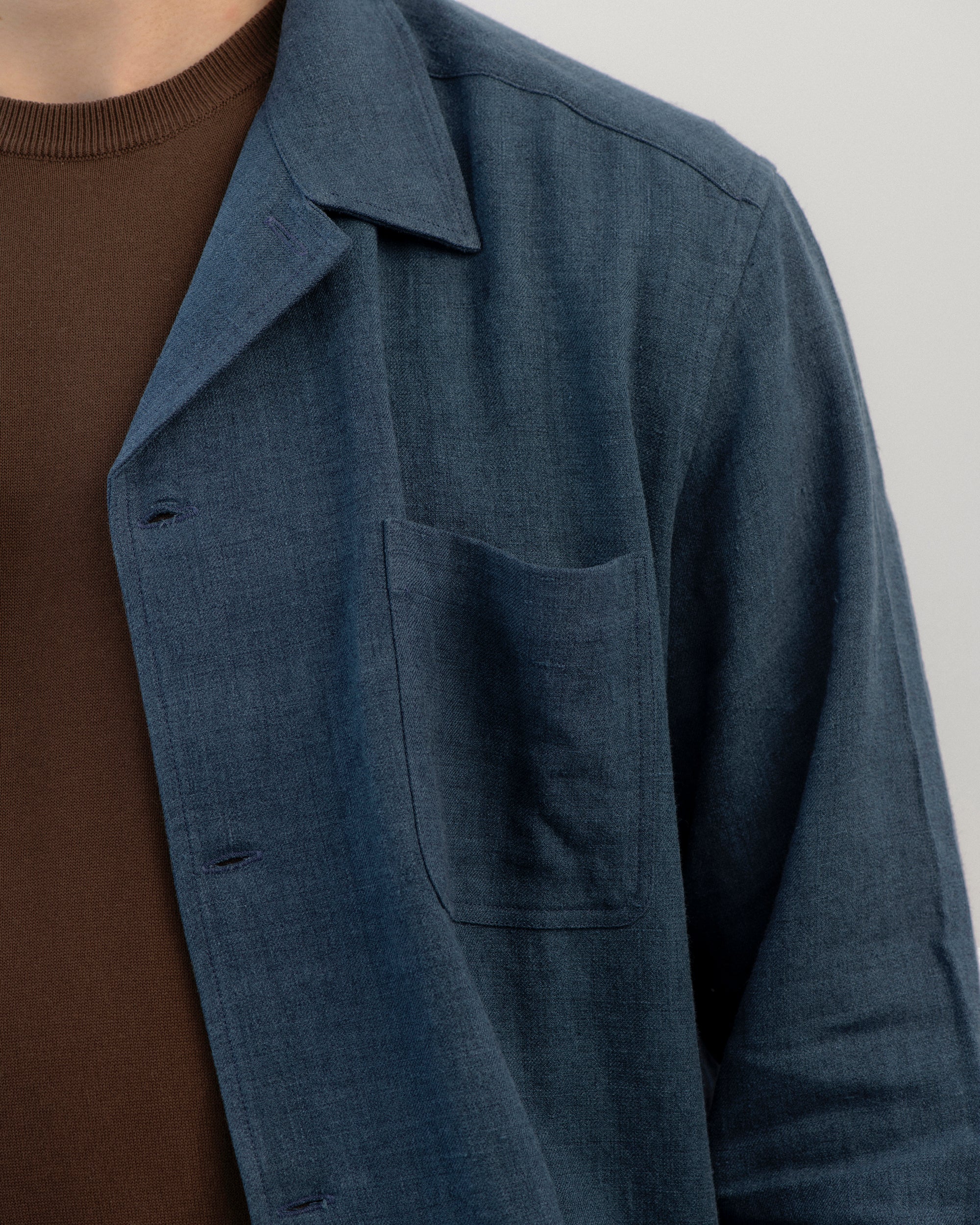 De Bonne Facture Belgian Wool Linen Painter's Jacket: Prussian Blue - Image 6