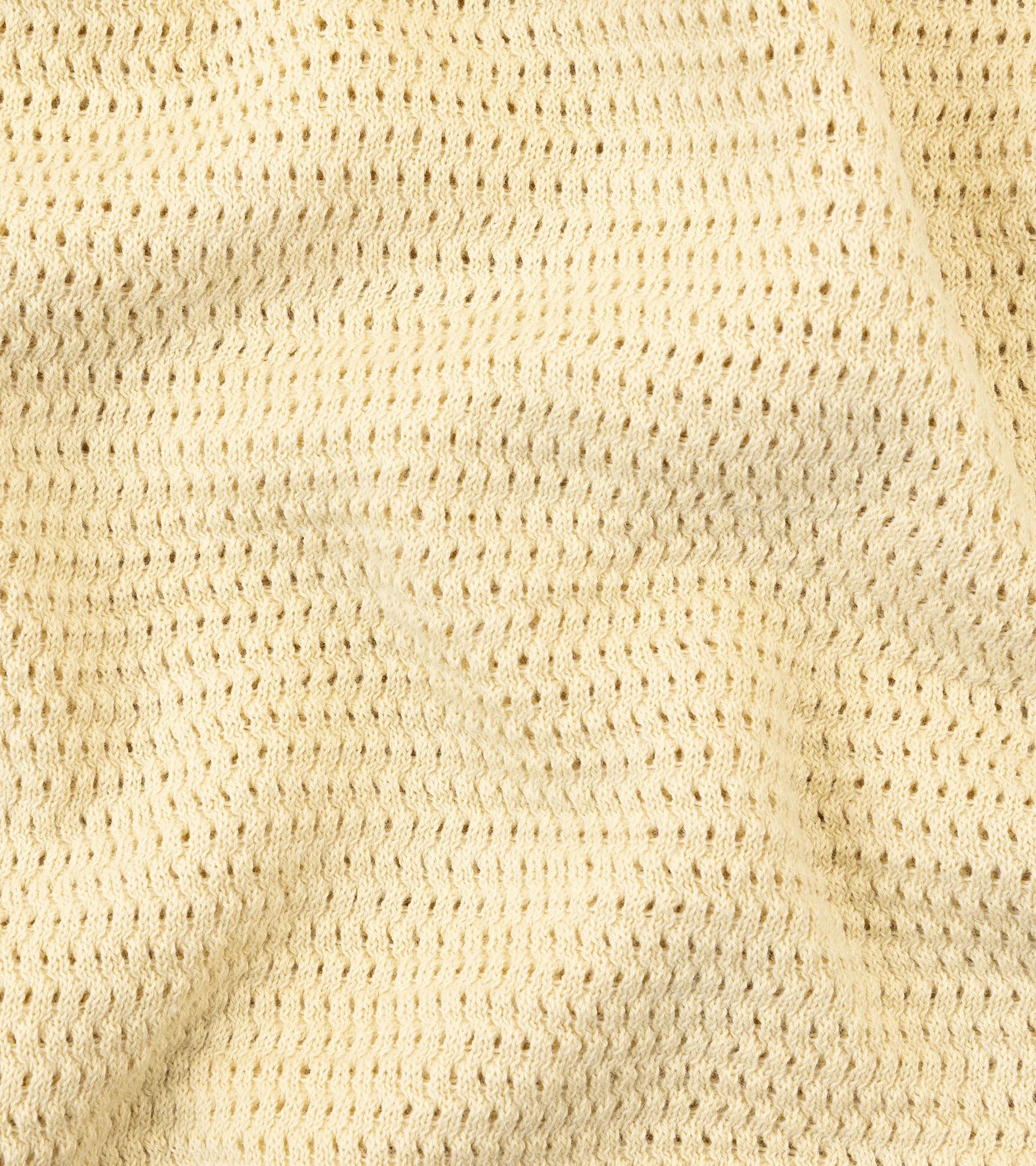 De Bonne Facture Cotton Honeycomb Knitted Polo Shirt: Butter Yellow - Image 3