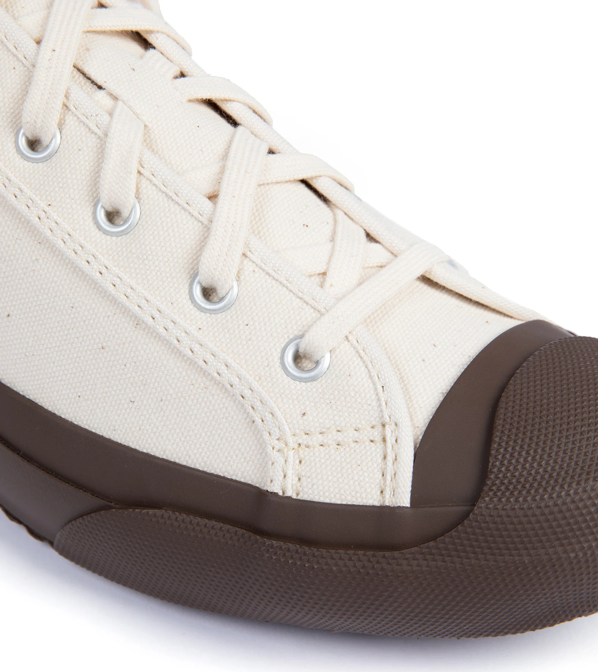 Doek Court Canvas Sneaker: Ecru/Brown - Image 5