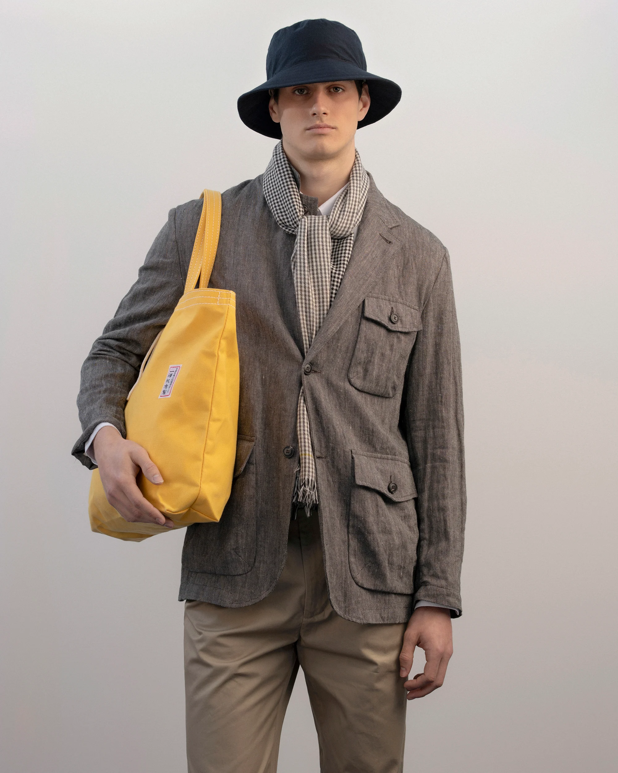 East Harbour Surplus Chester Cotton Linen Herringbone Sport Jacket: Grey - Image 2