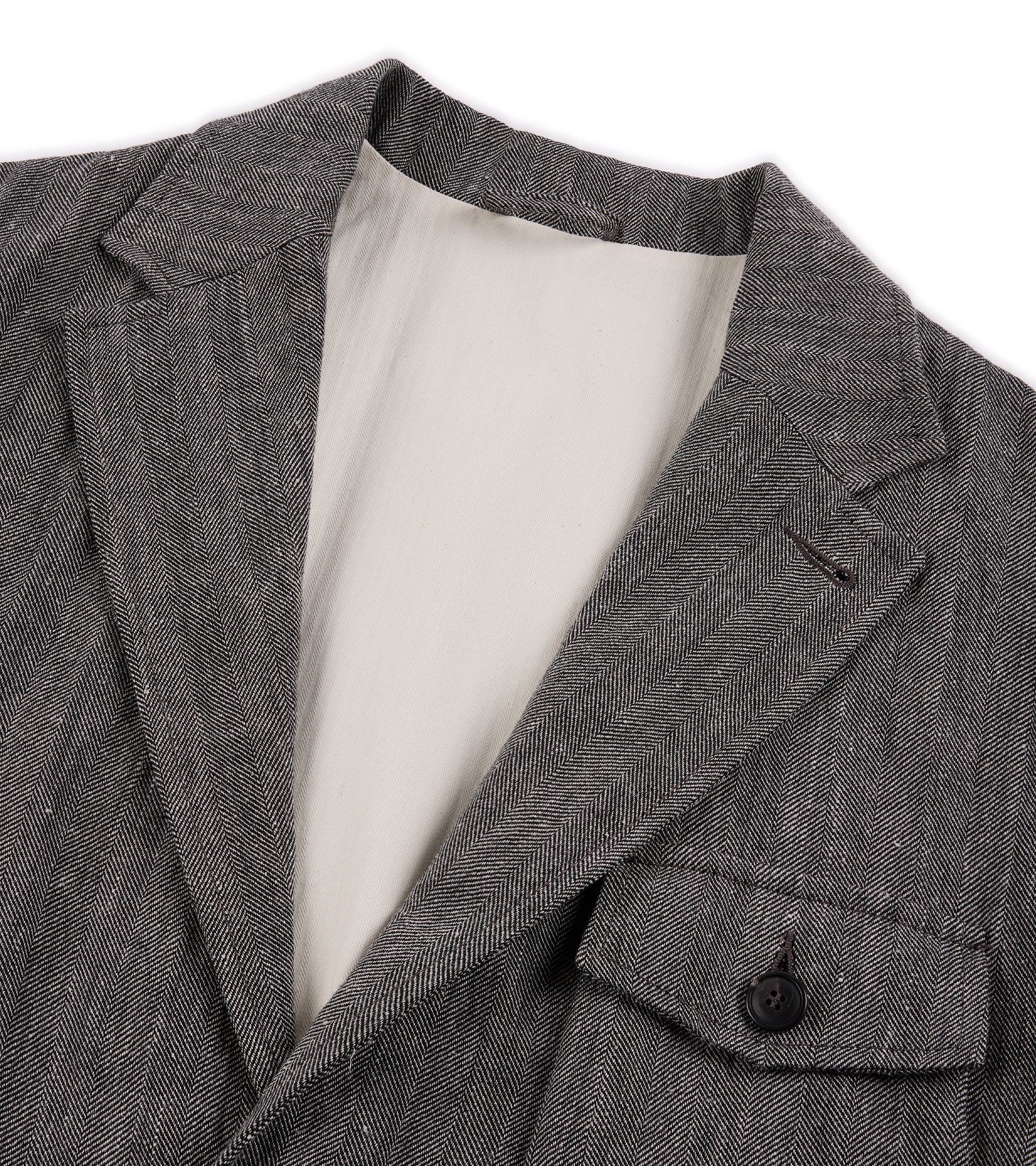 East Harbour Surplus Chester Cotton Linen Herringbone Sport Jacket: Grey - Image 3