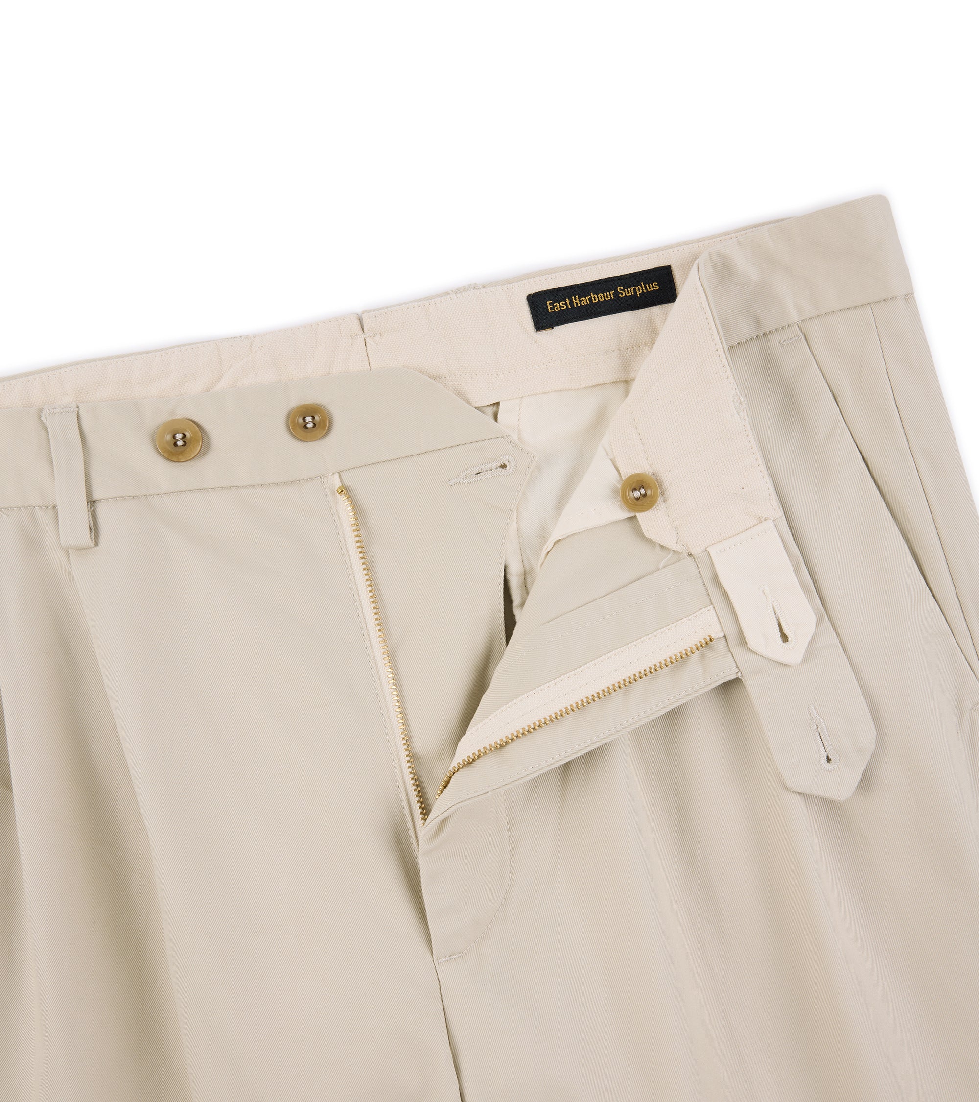 East Harbour Surplus Martin Pleated Cotton Gabardine Chino Trousers: Sand - Image 2