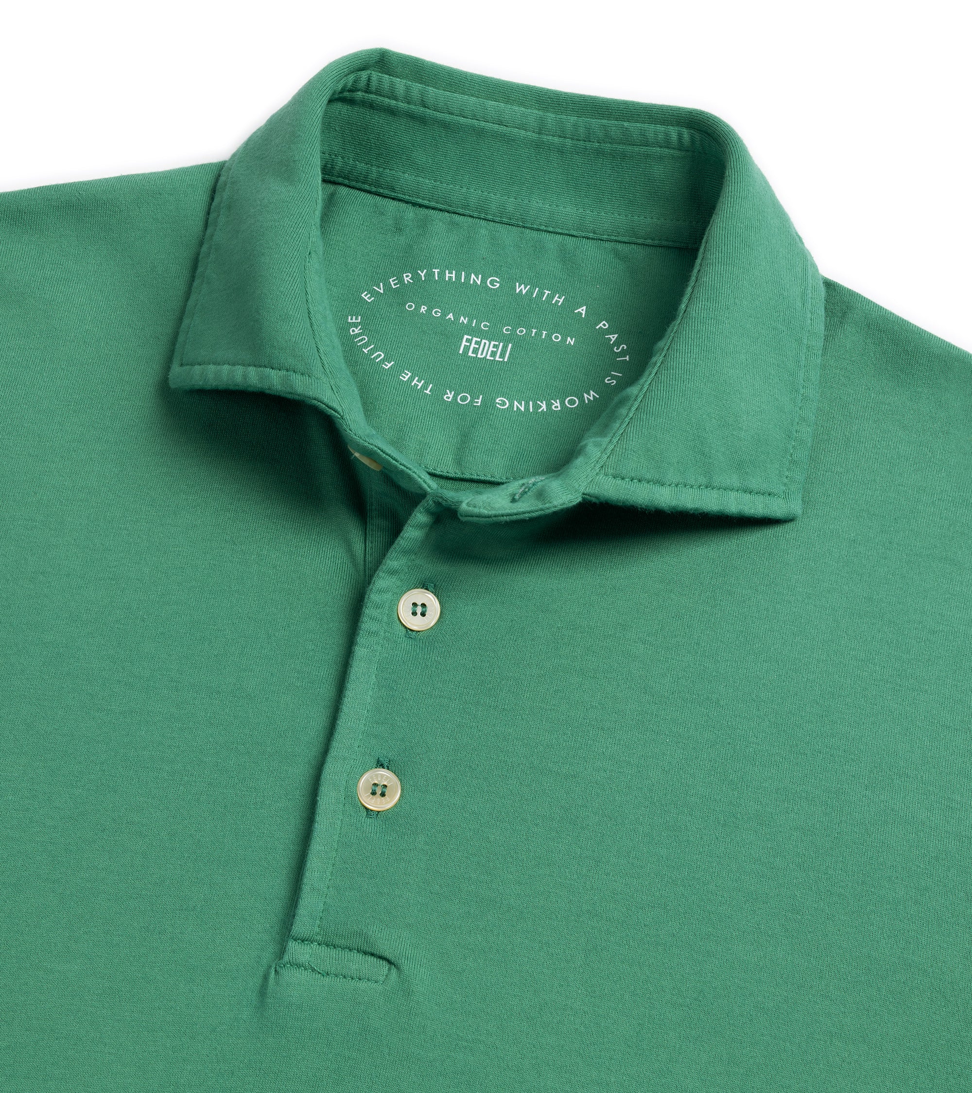 Fedeli Zero Giza Organic Cotton Short Sleeve Polo Shirt: Sea Green - Image 2