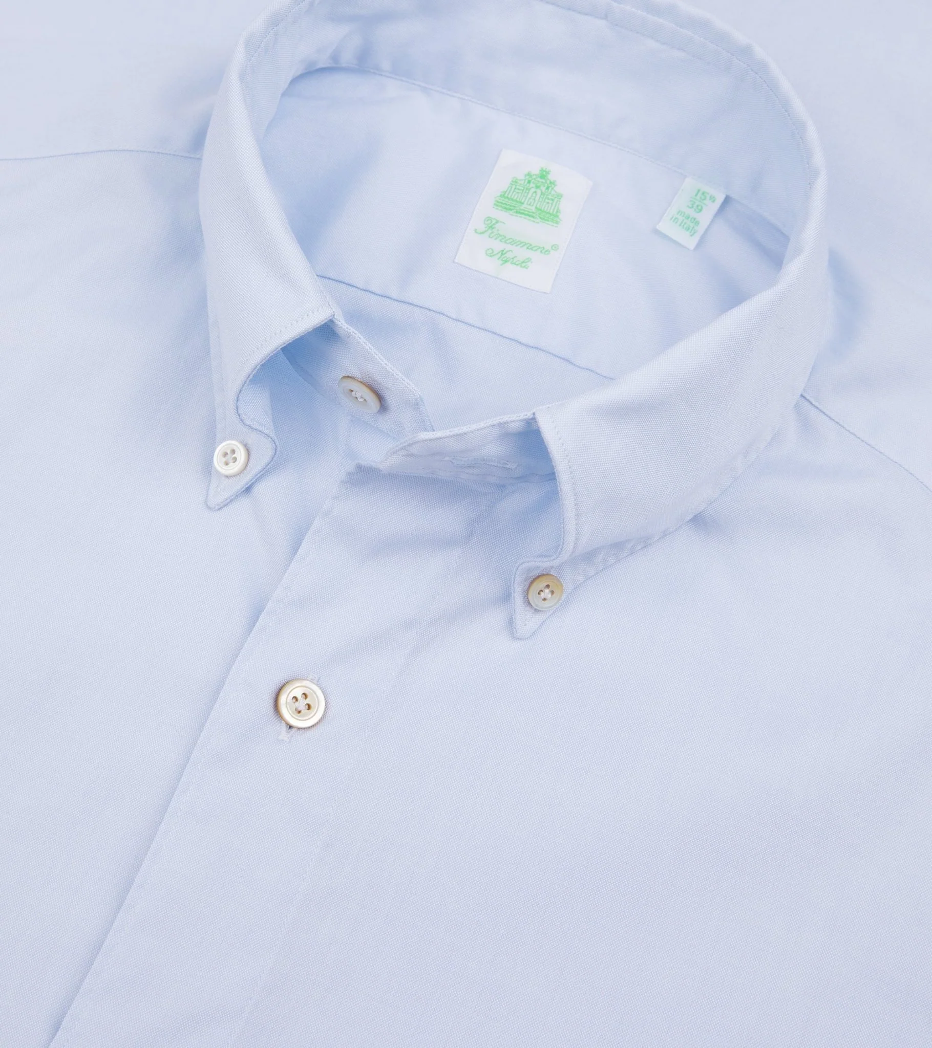 Finamore Gaeta Classic Cotton Leonardo Button Down Sport Shirt: Fine Oxford Blue - Image 3