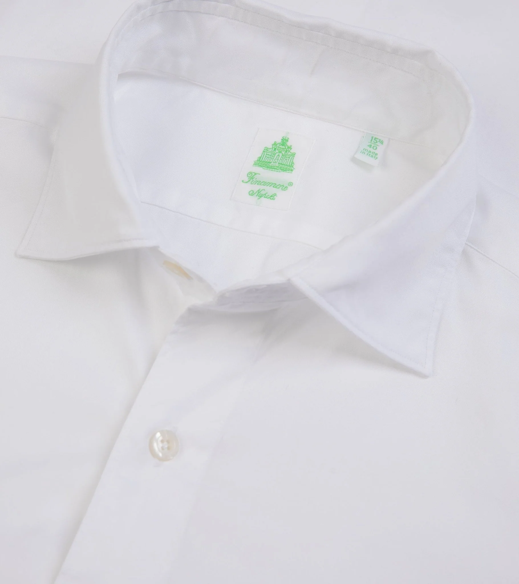 Finamore Gaeta Classic Cotton Luigi Sport Shirt: Fine Oxford White - Image 3
