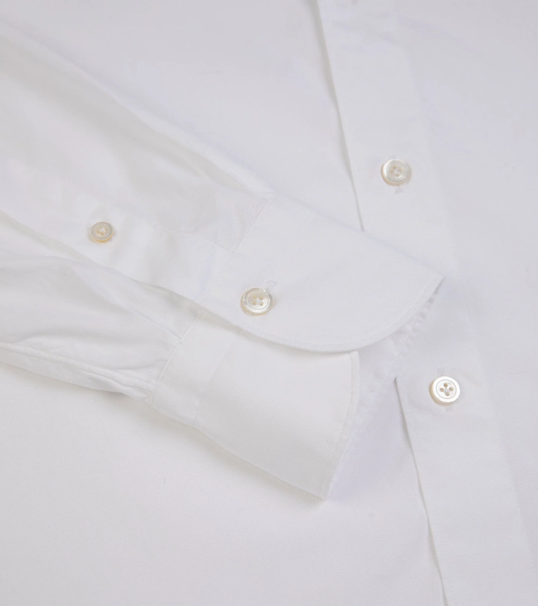 Finamore Gaeta Classic Cotton Luigi Sport Shirt: Fine Oxford White - Image 4