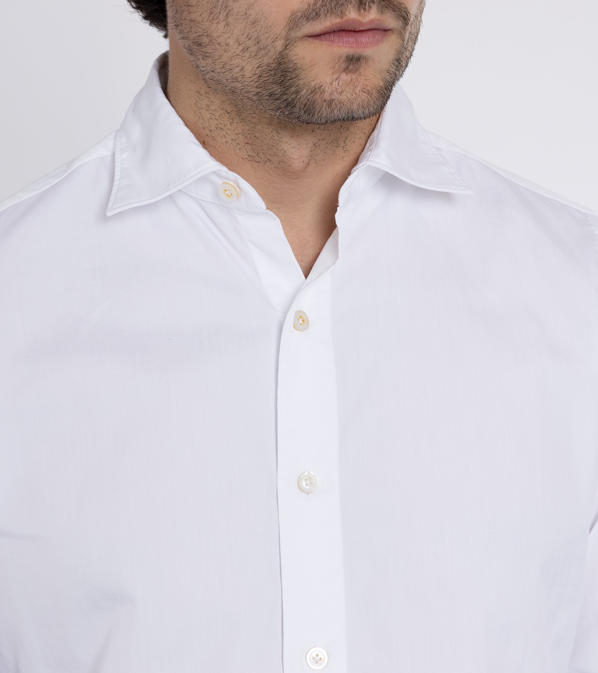 Finamore Gaeta Classic Cotton Luigi Sport Shirt: Fine Oxford White - Image 5