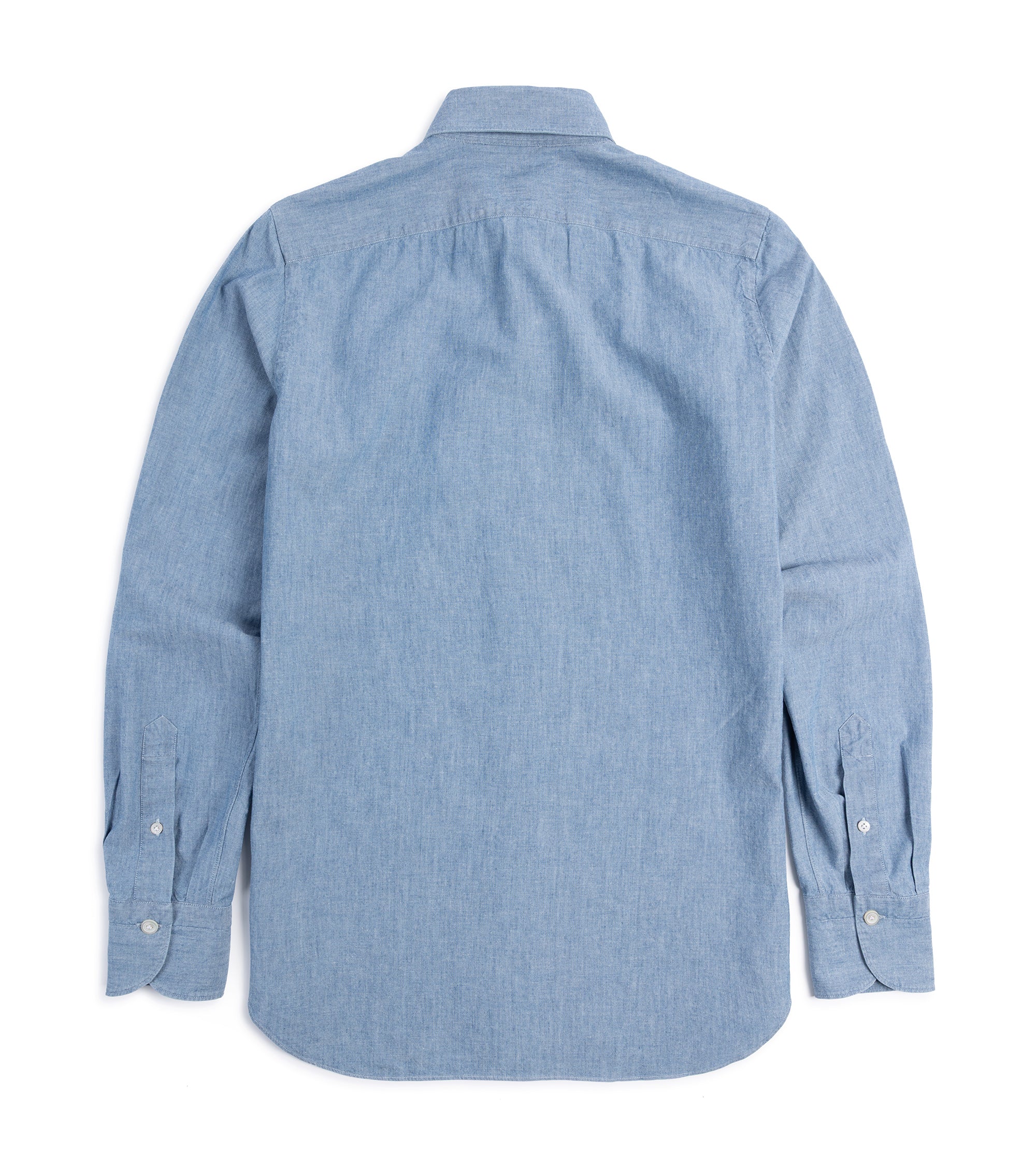 Finamore Gaeta Classic Cotton Leonardo Button Down Sport Shirt: Chambray - Image 3