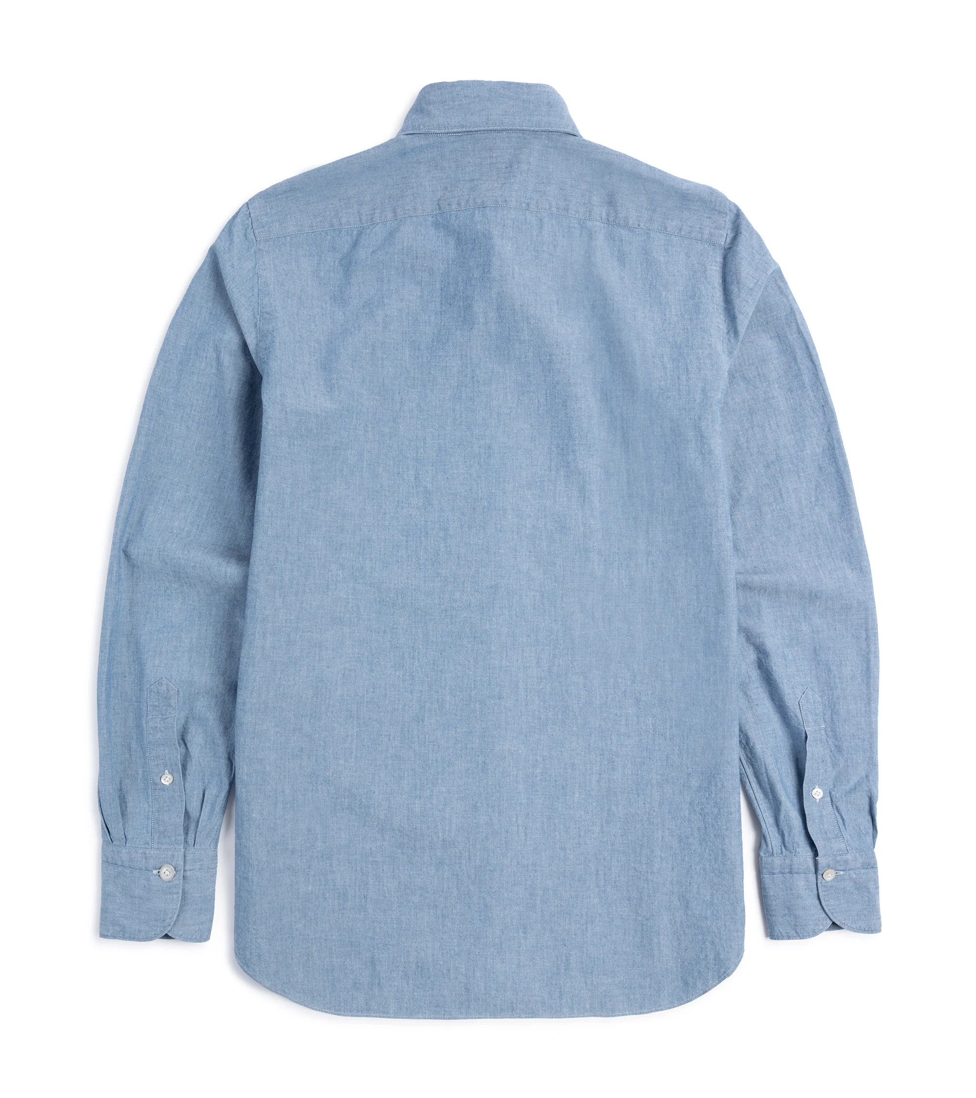 Finamore Gaeta Classic Cotton Luigi Sport Shirt: Chambray - Image 3