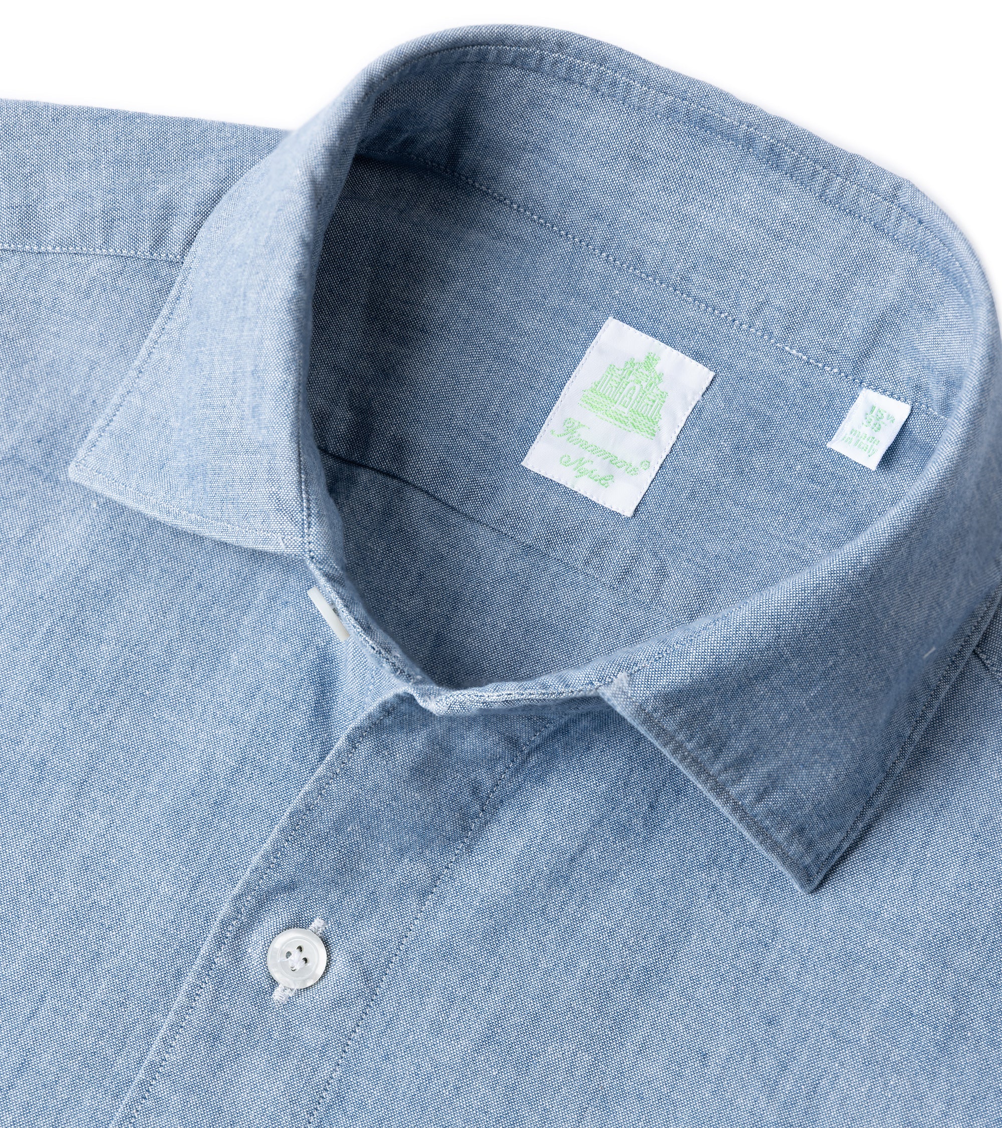 Finamore Gaeta Classic Cotton Luigi Sport Shirt: Chambray - Image 4