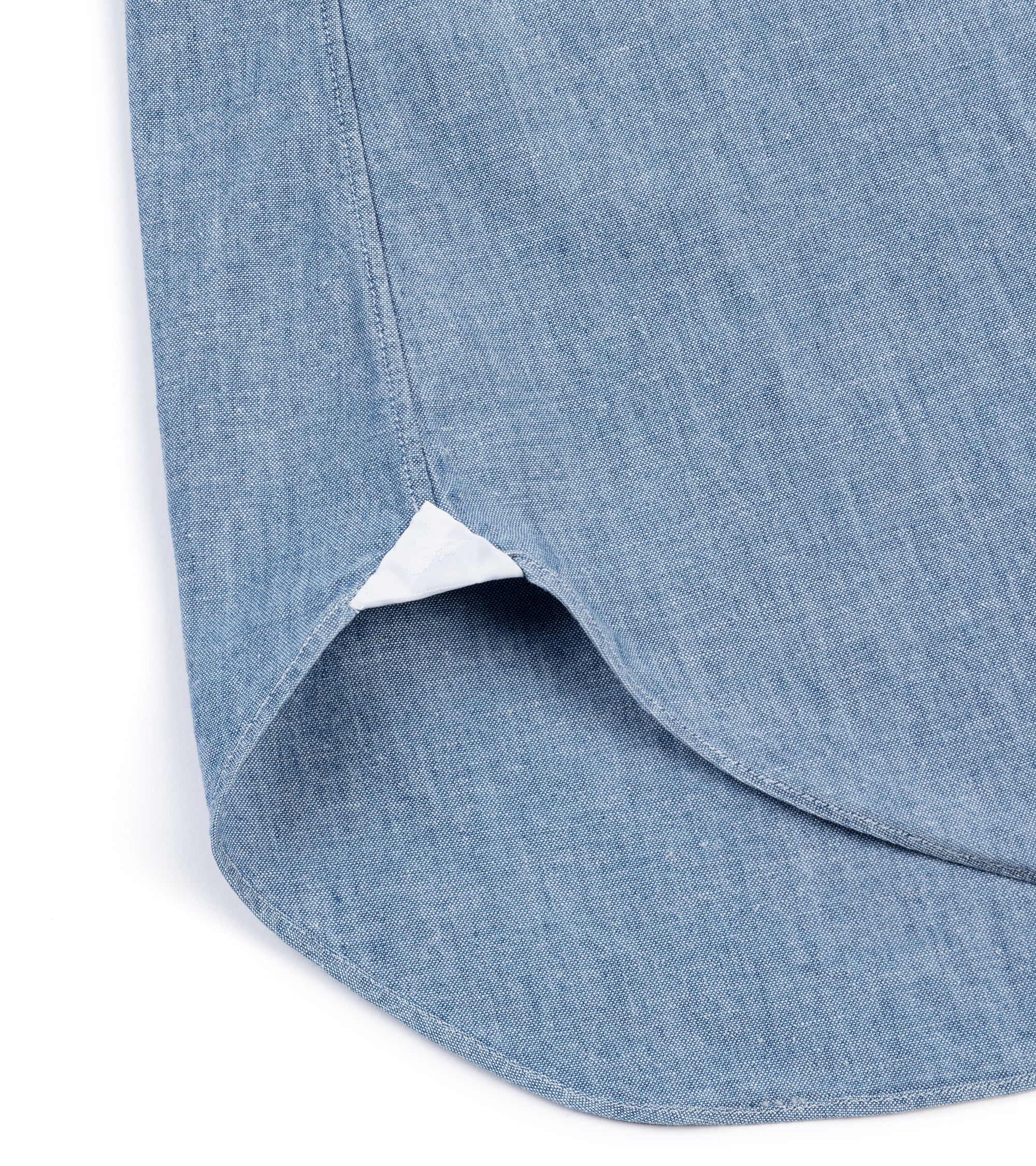 Finamore Gaeta Classic Cotton Luigi Sport Shirt: Chambray - Image 7