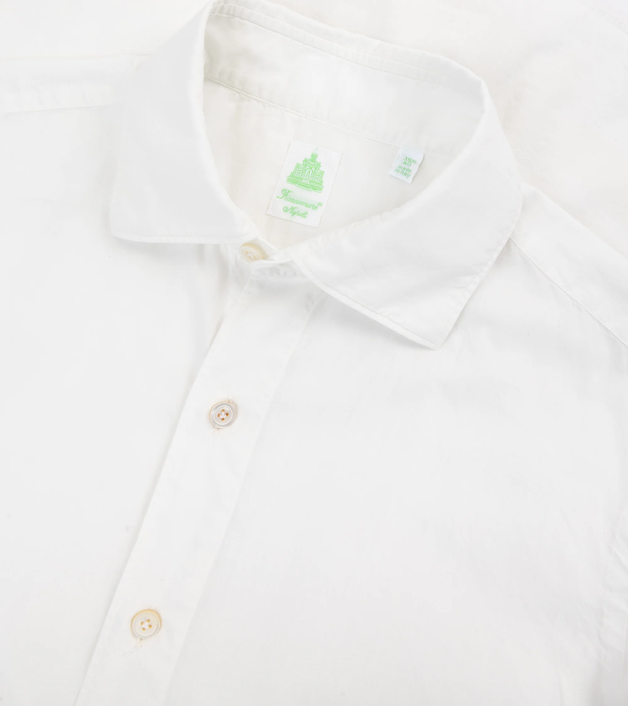 Finamore Gaeta Superlight Cotton Luigi Sport Shirt: Chalk - Image 2