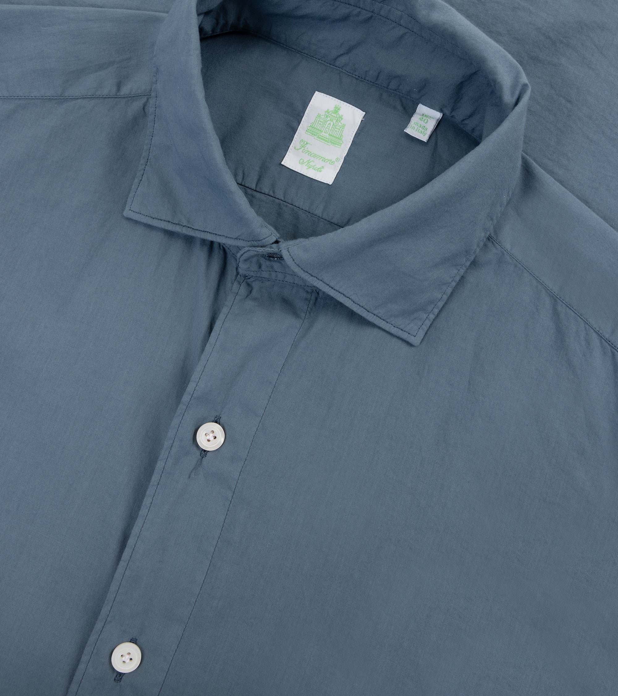 Finamore Gaeta Superlight Cotton Luigi Sport Shirt: Grey Blue - Image 2