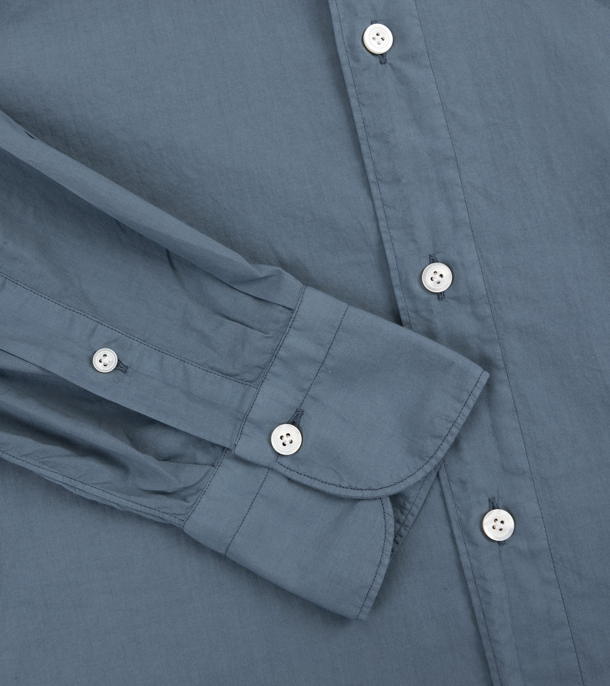 Finamore Gaeta Superlight Cotton Luigi Sport Shirt: Grey Blue - Image 3
