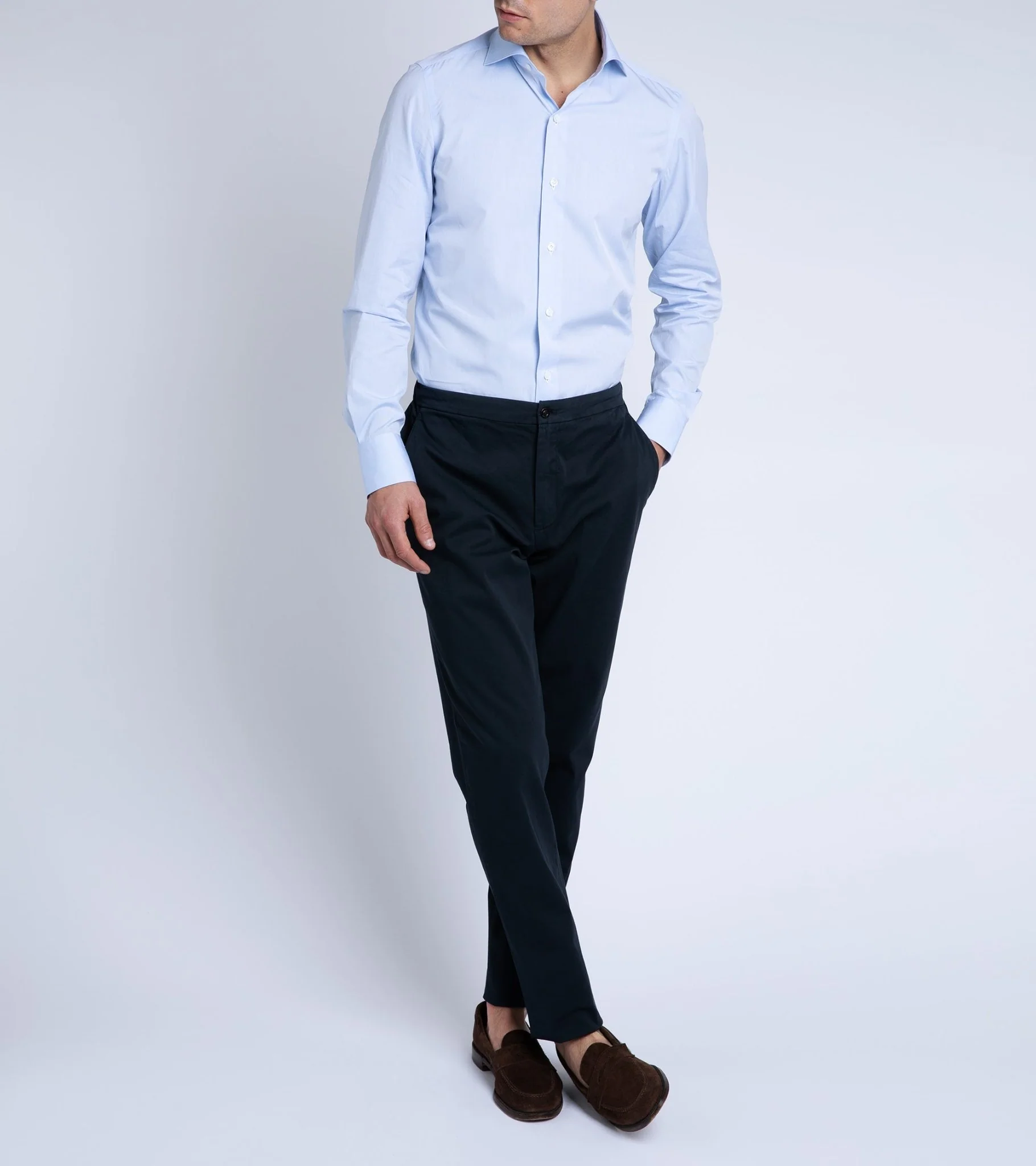 Finamore Milano Eduardo 170 Giza Cotton Formal Shirt: Blue - Image 8
