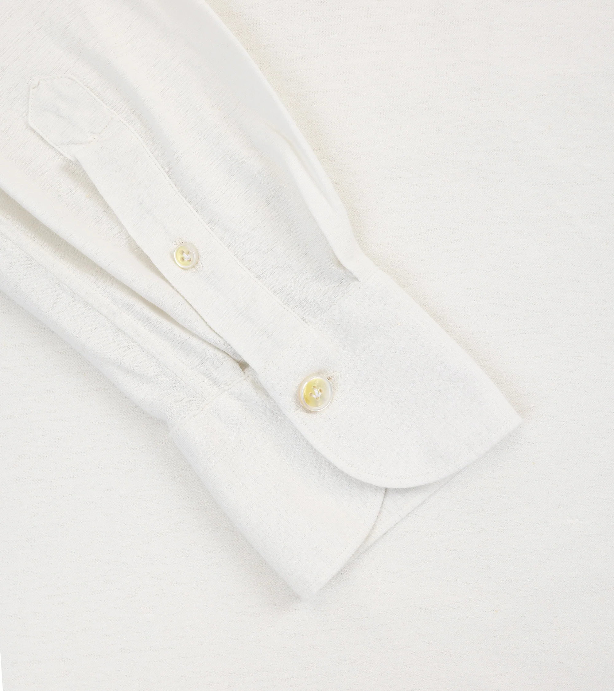 Finamore Orlando Cotton Linen Polo Shirt: Cream - Image 3