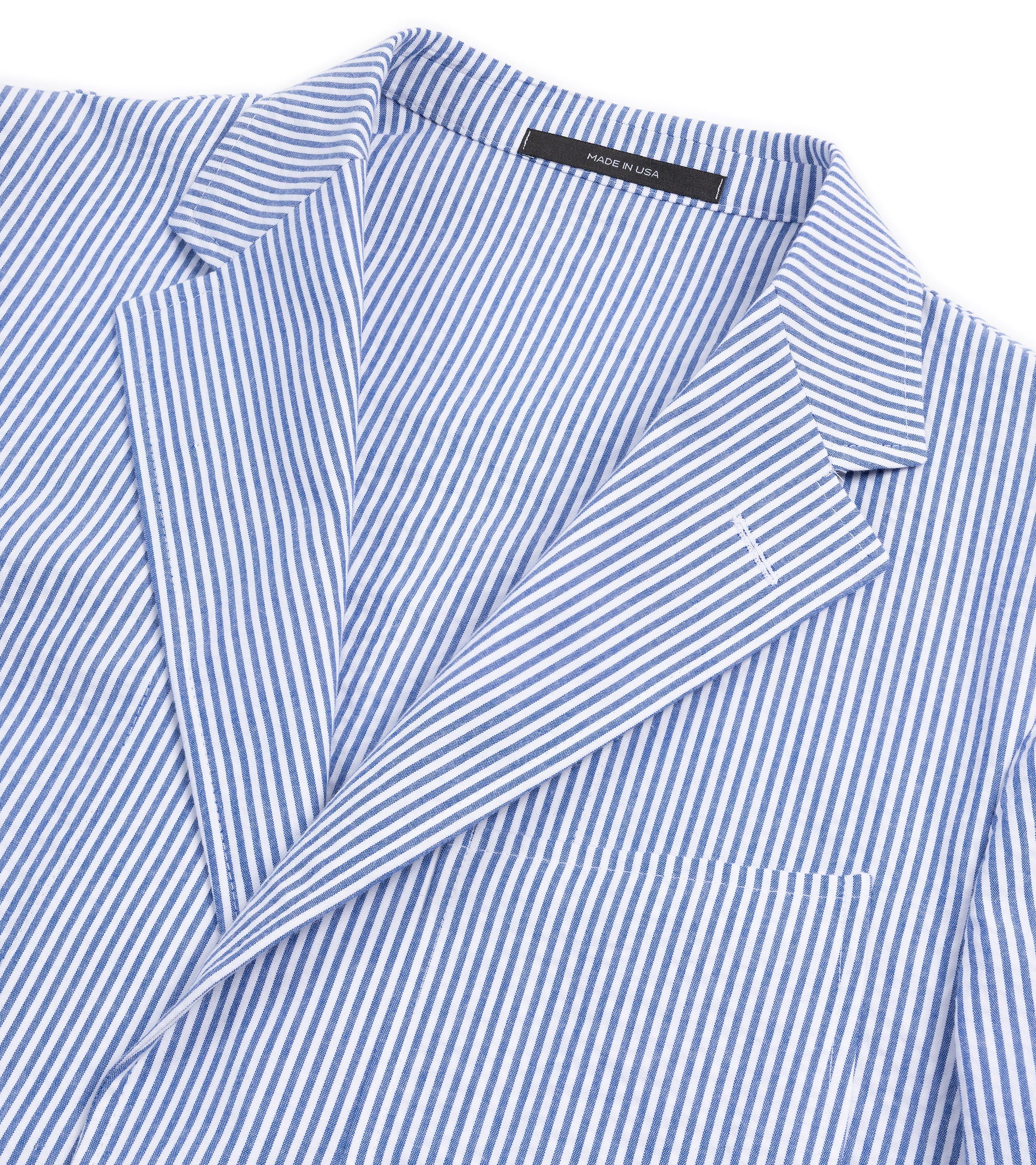 Gitman Vintage Cotton Seersucker Stripe Simple Jacket: Blue - Image 3