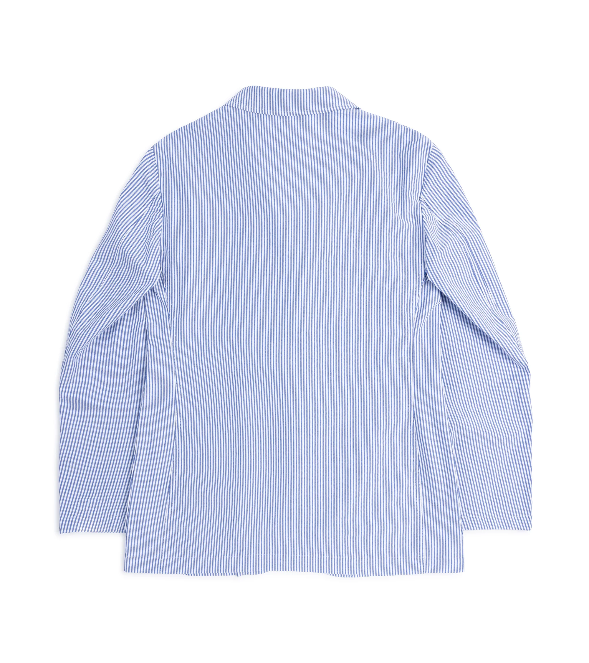 Gitman Vintage Cotton Seersucker Stripe Simple Jacket: Blue - Image 5