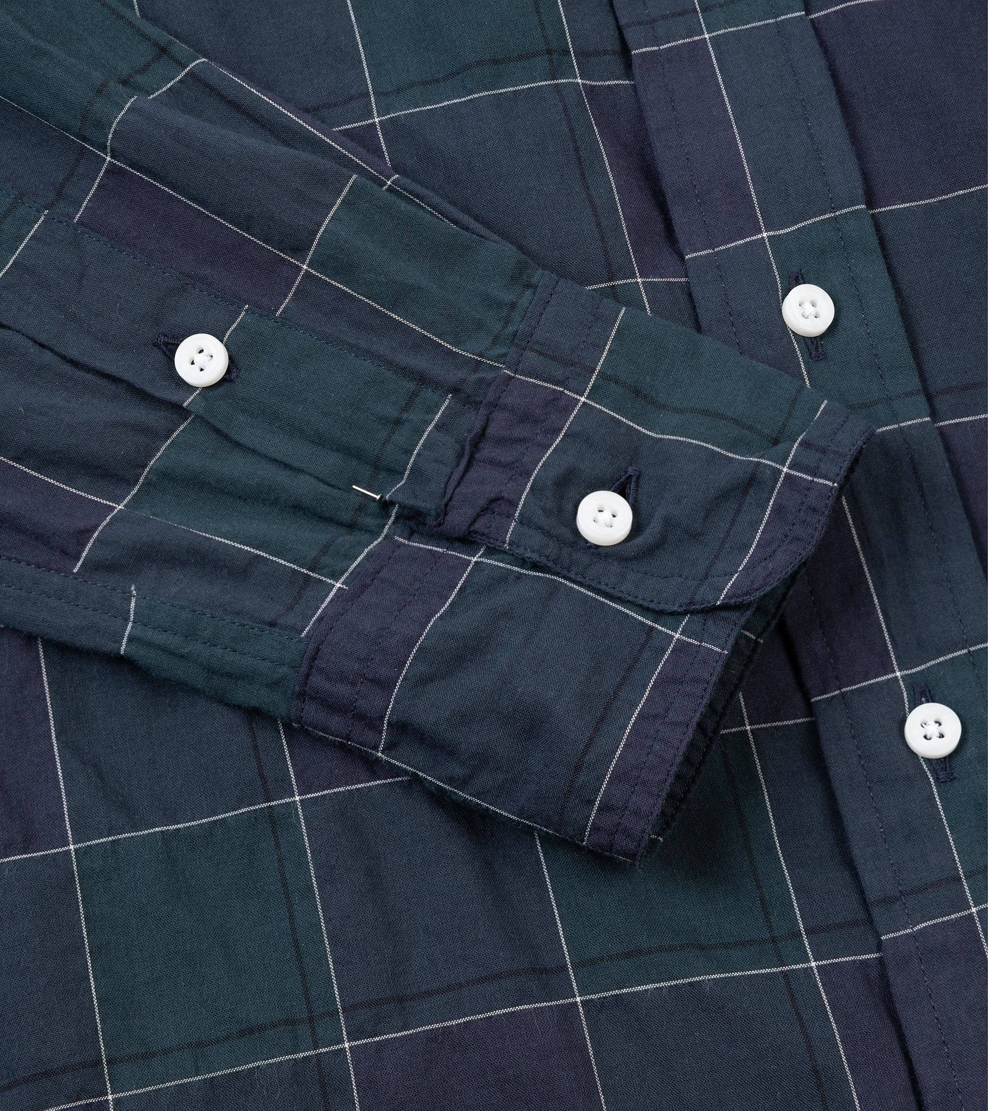Gitman Vintage Japanese Cotton Check Button Down Shirt: Navy - Image 3