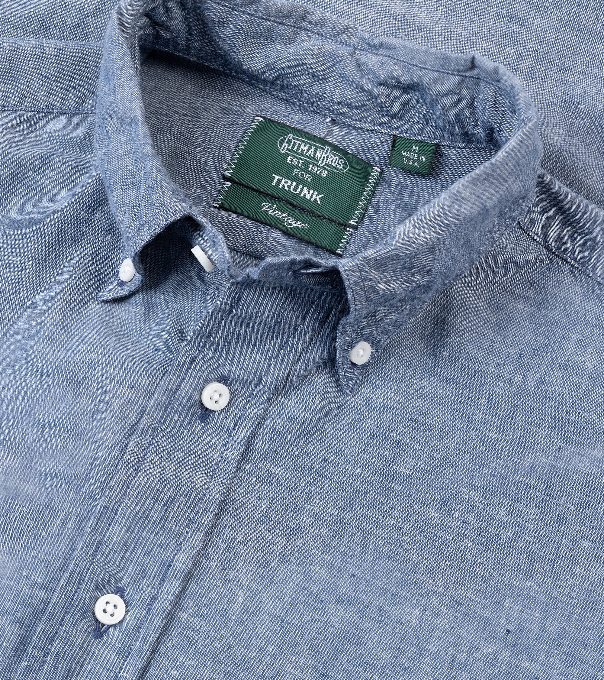 Gitman Vintage Japanese Cotton Linen Button Down Shirt: Blue - Image 2