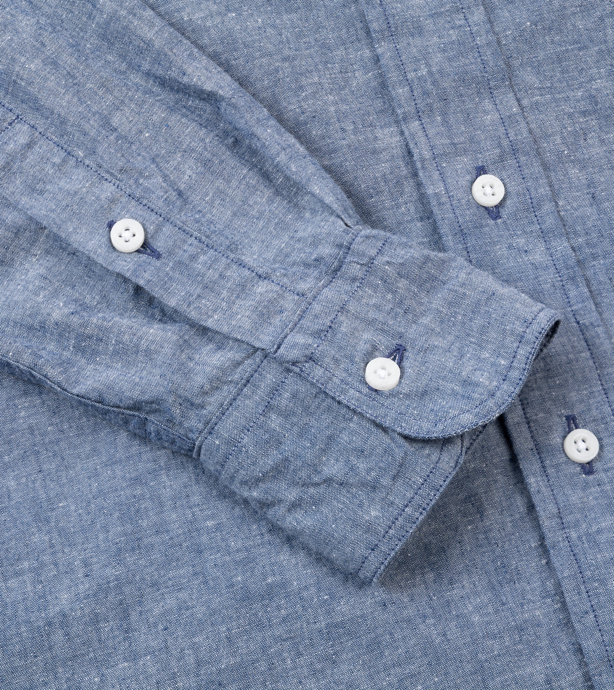 Gitman Vintage Japanese Cotton Linen Button Down Shirt: Blue - Image 3