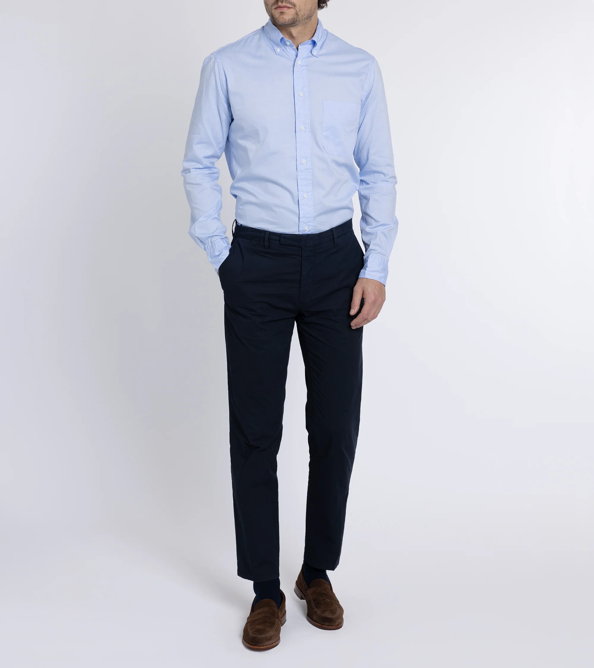 Gitman Vintage Zephyr Cotton Shirt: Blue - Image 7