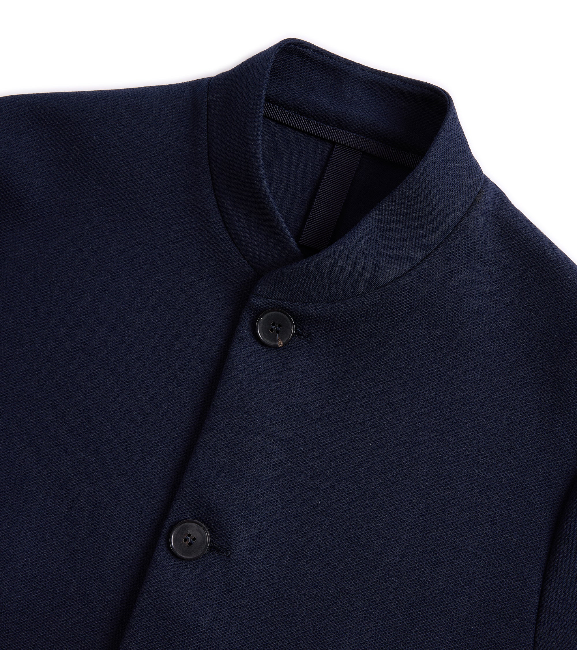 Harris Wharf Loro Piana Cotton Twill Nehru Jacket: Navy - Image 2