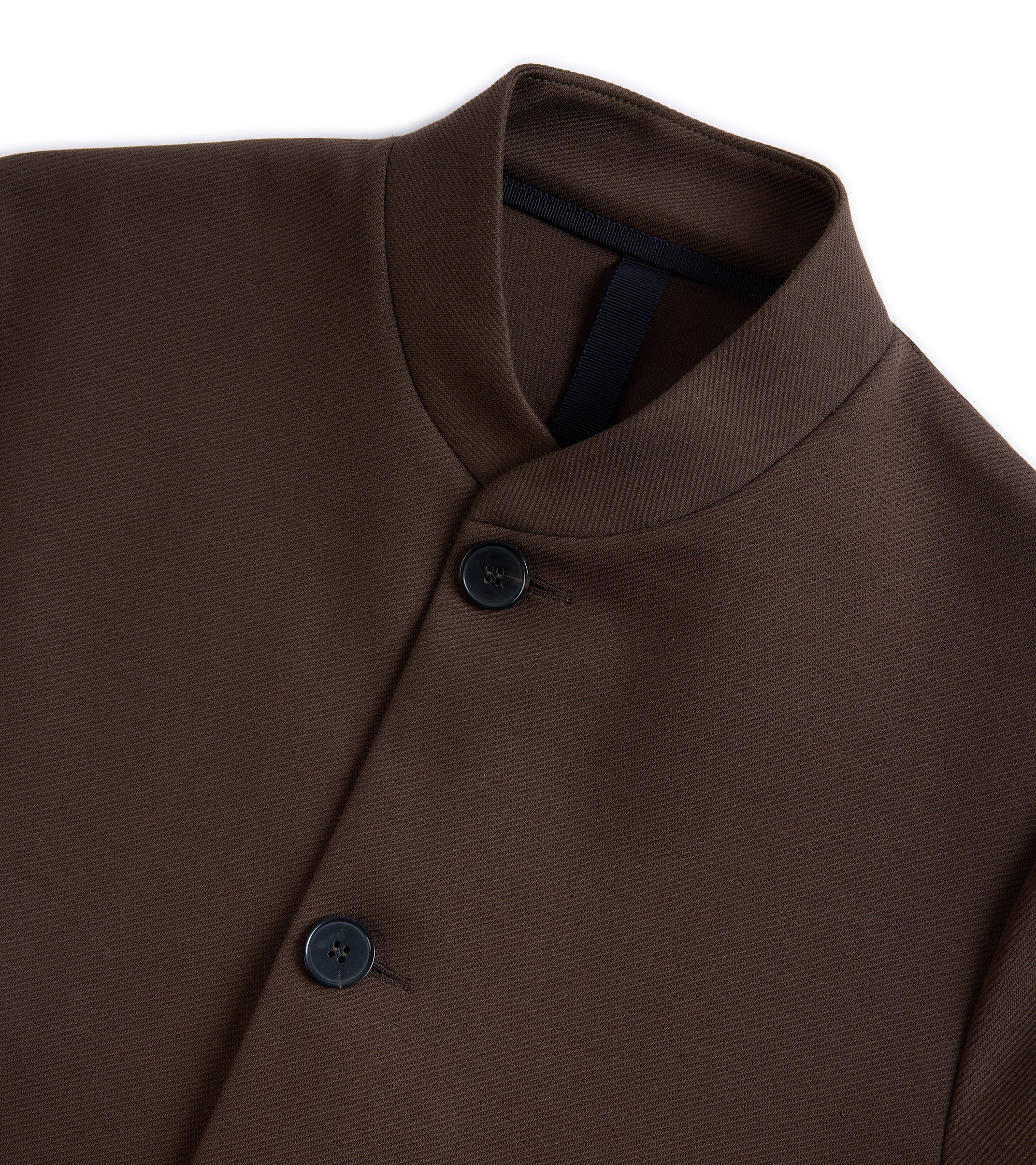 Harris Wharf Loro Piana Cotton Twill Nehru Jacket: Dark Brown - Image 2