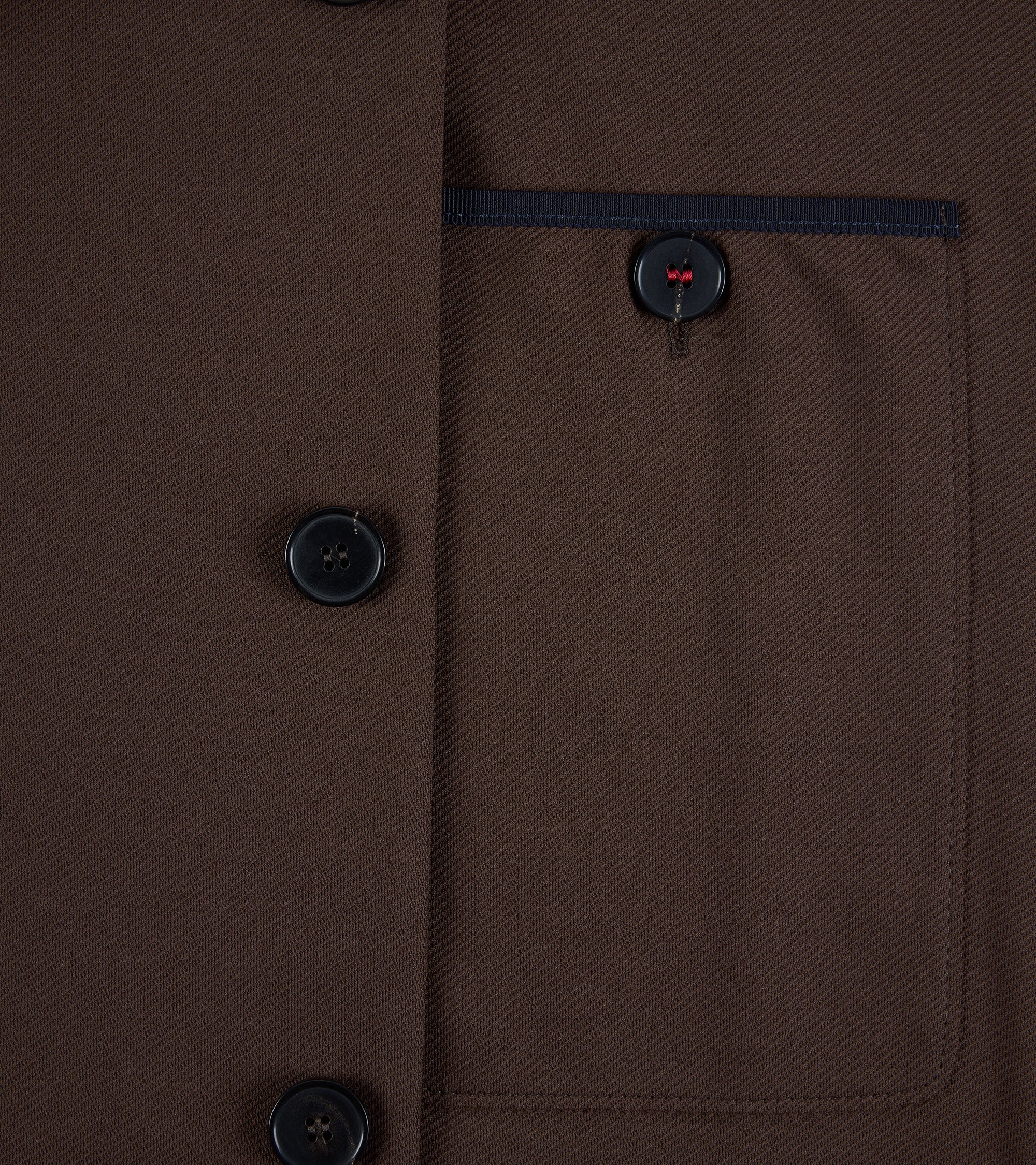 Harris Wharf Loro Piana Cotton Twill Nehru Jacket: Dark Brown - Image 4
