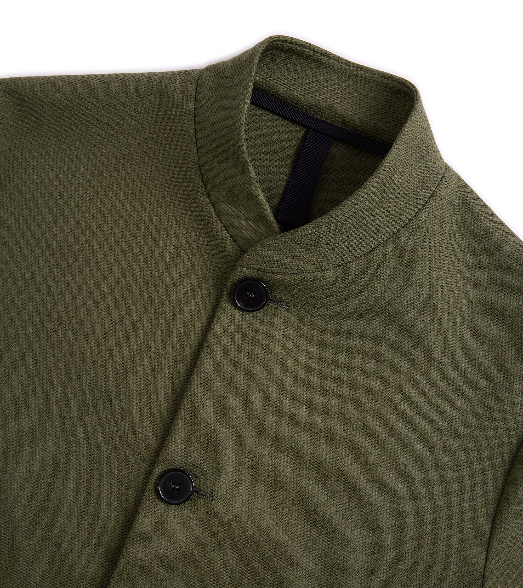 Harris Wharf Loro Piana Cotton Twill Nehru Jacket: Moss Green - Image 2