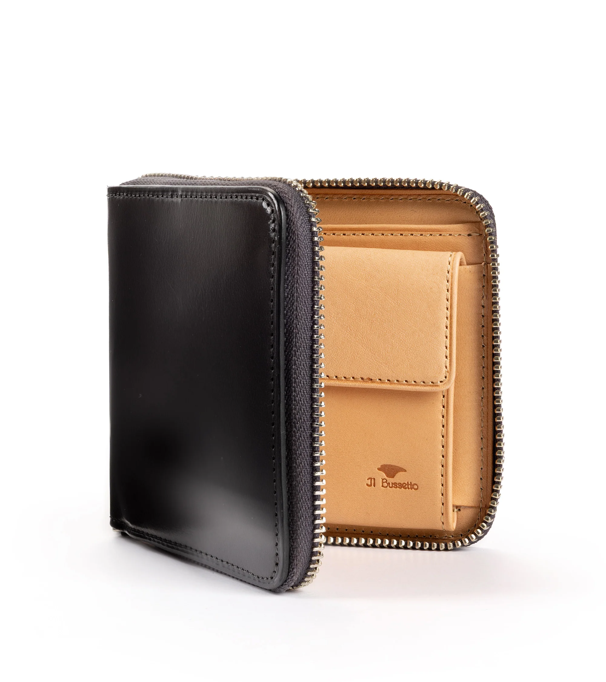Il Bussetto Leather Zip Wallet: Grey - Image 2