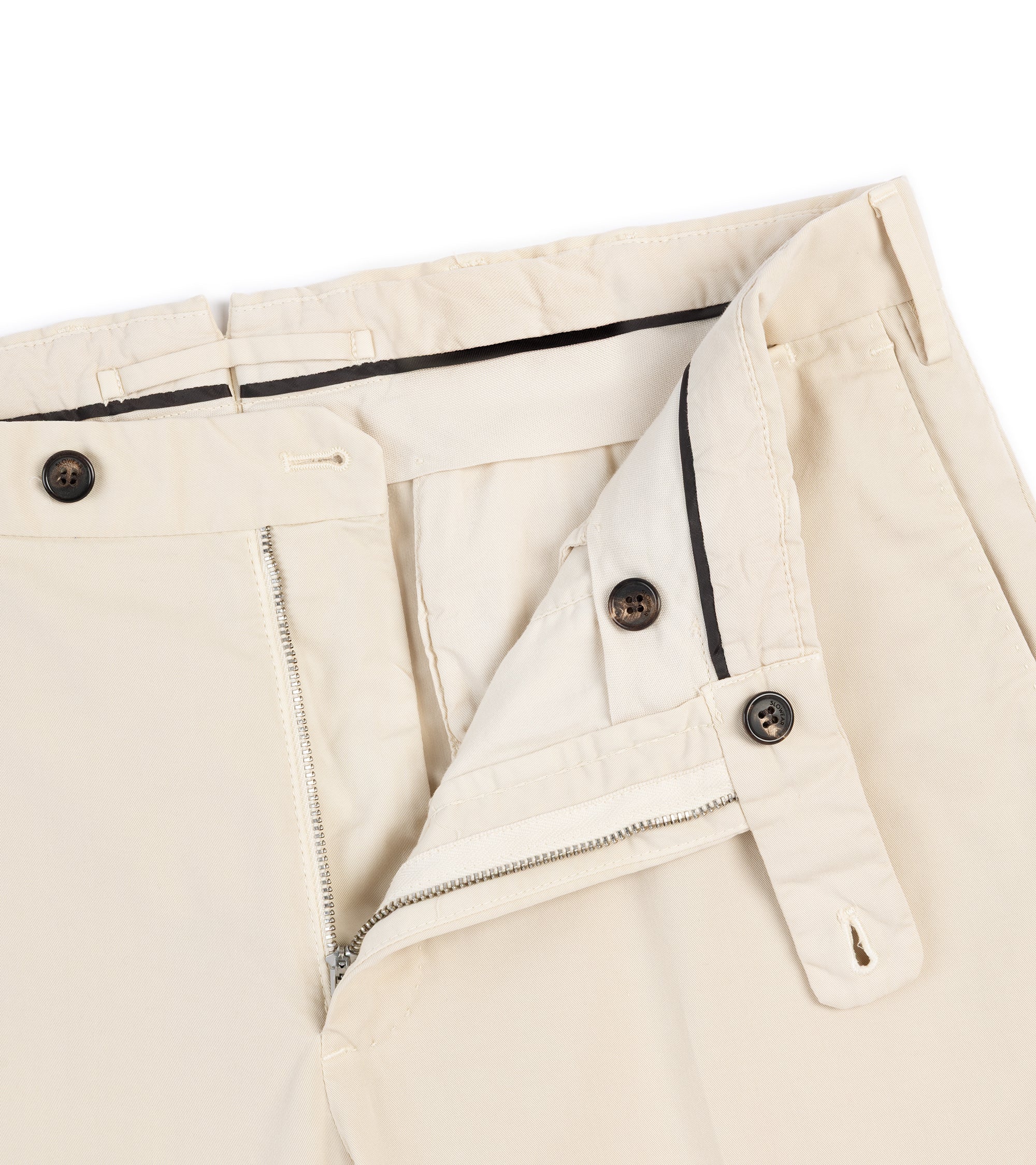 Incotex Regular Fit Royal Batavia Cotton Trousers: Cream - Image 3