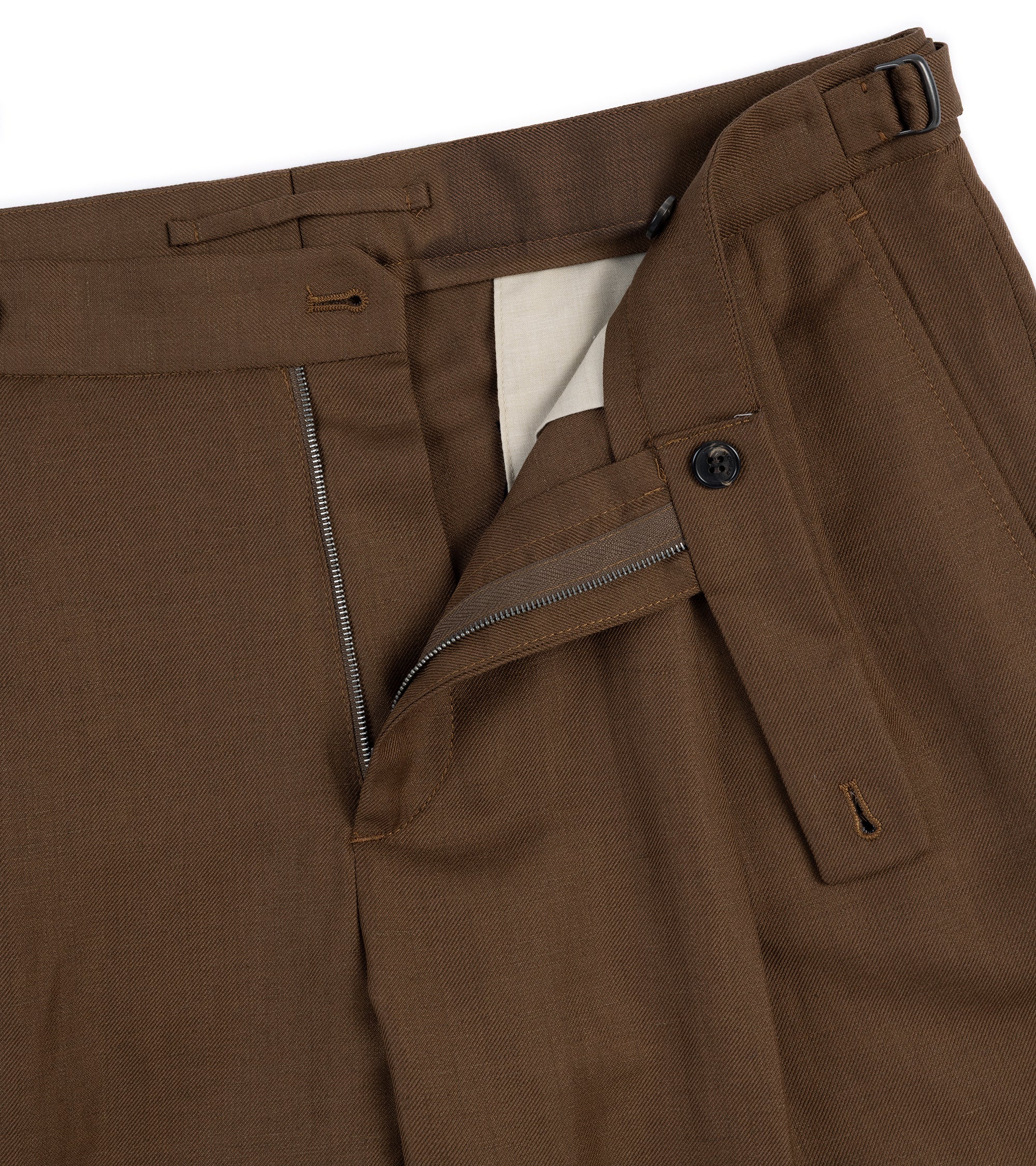Incotex Wool Linen Pleated Shorts: Brown - Image 3